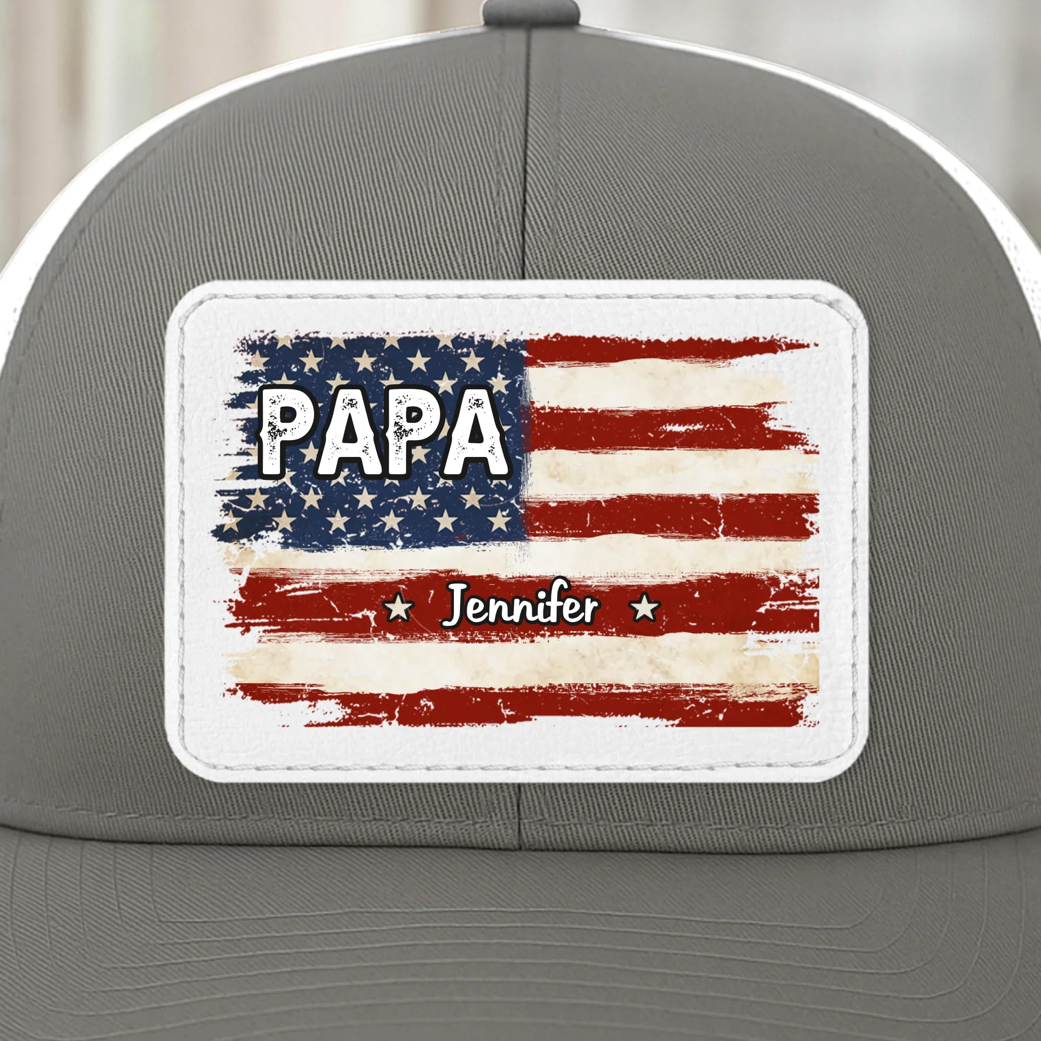 Family First Always - Family Personalized Custom Leather Patch Mesh Cap - Father's Day, Gift For Dad, Grandpa - Robaser