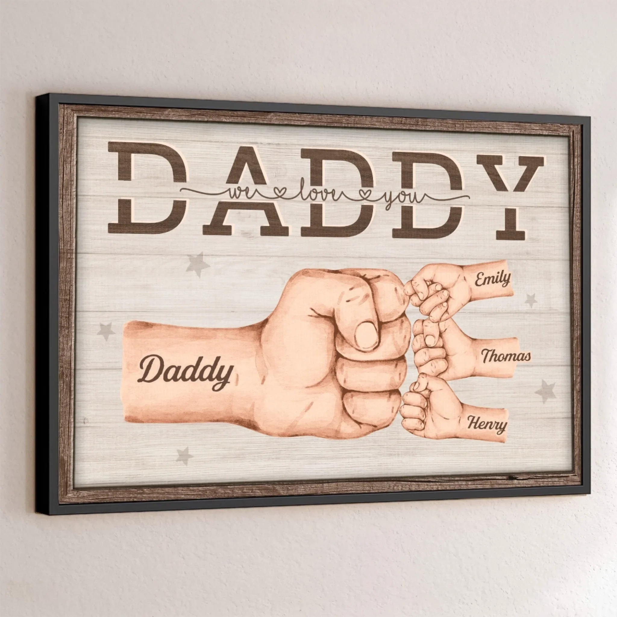 Forever Fist-bumping With Love - Family Personalized Custom Horizontal Poster - Father's Day, Gift For Dad, Grandpa - Robaser