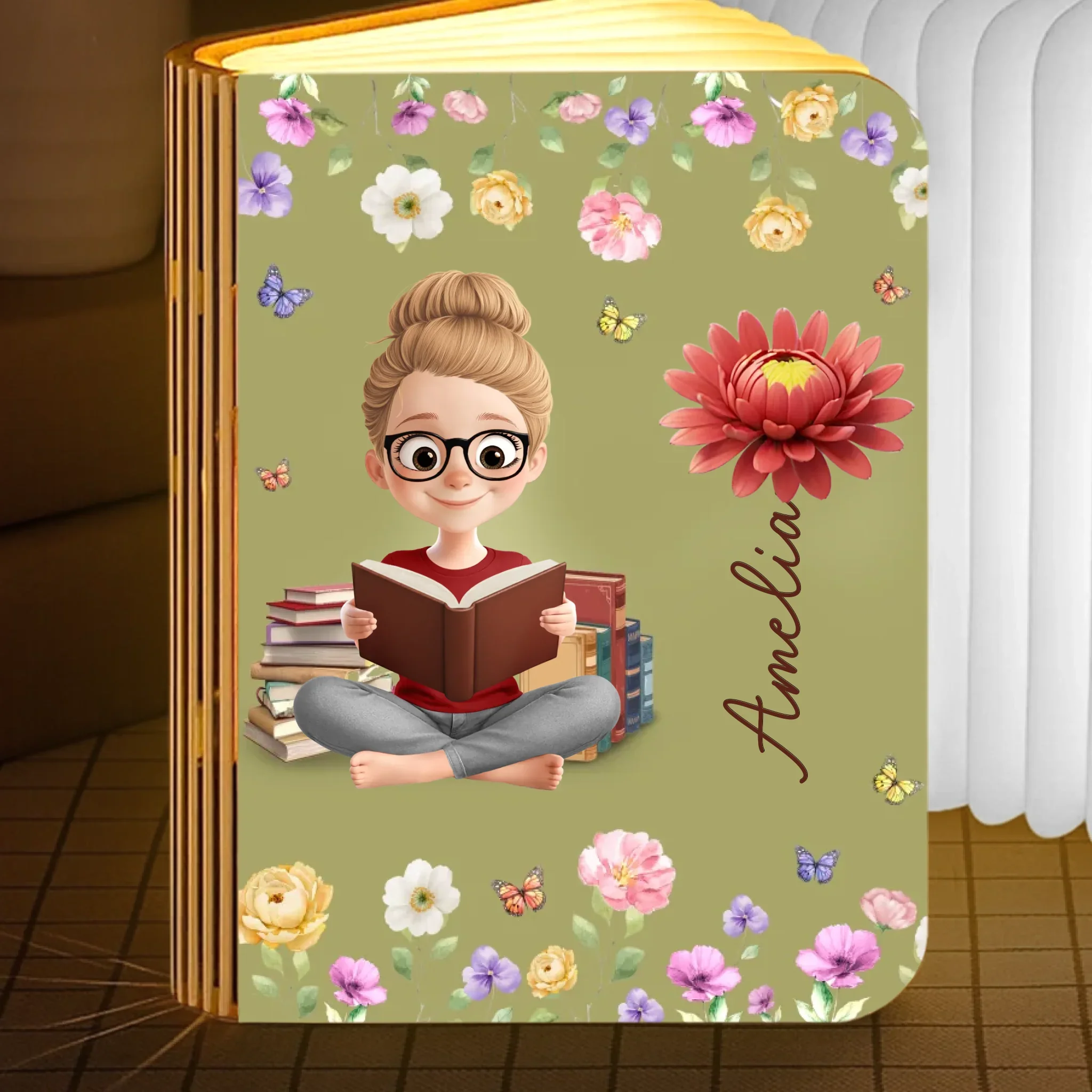 Custom Foldable LED Magic Book Lamp - Personalized Christmas Bookish Gifts For Book Lovers, Bookworms, Readers - Books Light My World - Robaser