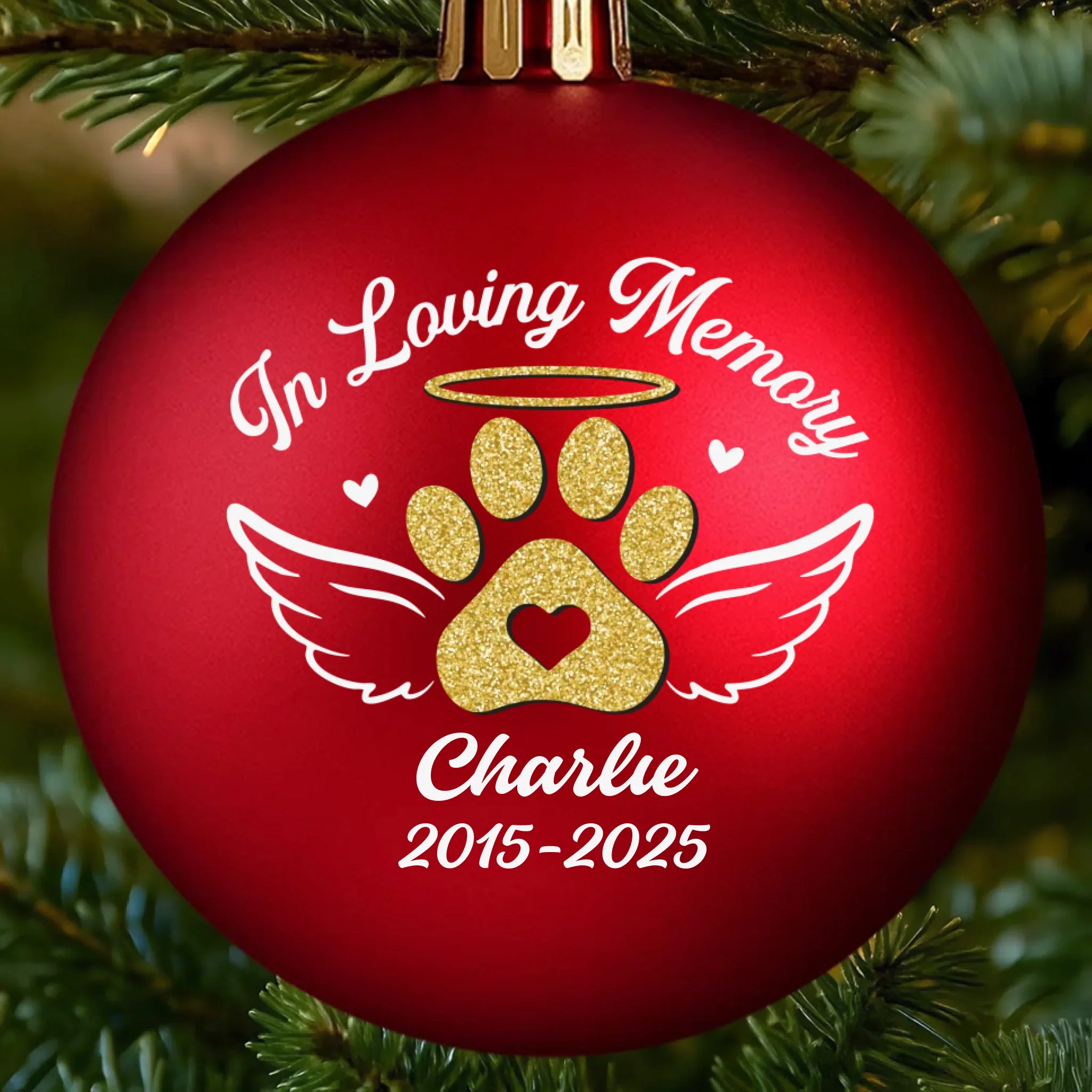 Custom Colored Ball Ornament - Personalized Pet Christmas Memorial Sympathy Gifts For Dogs, Cats - Paw Prints Remain In Our Hearts - Robaser