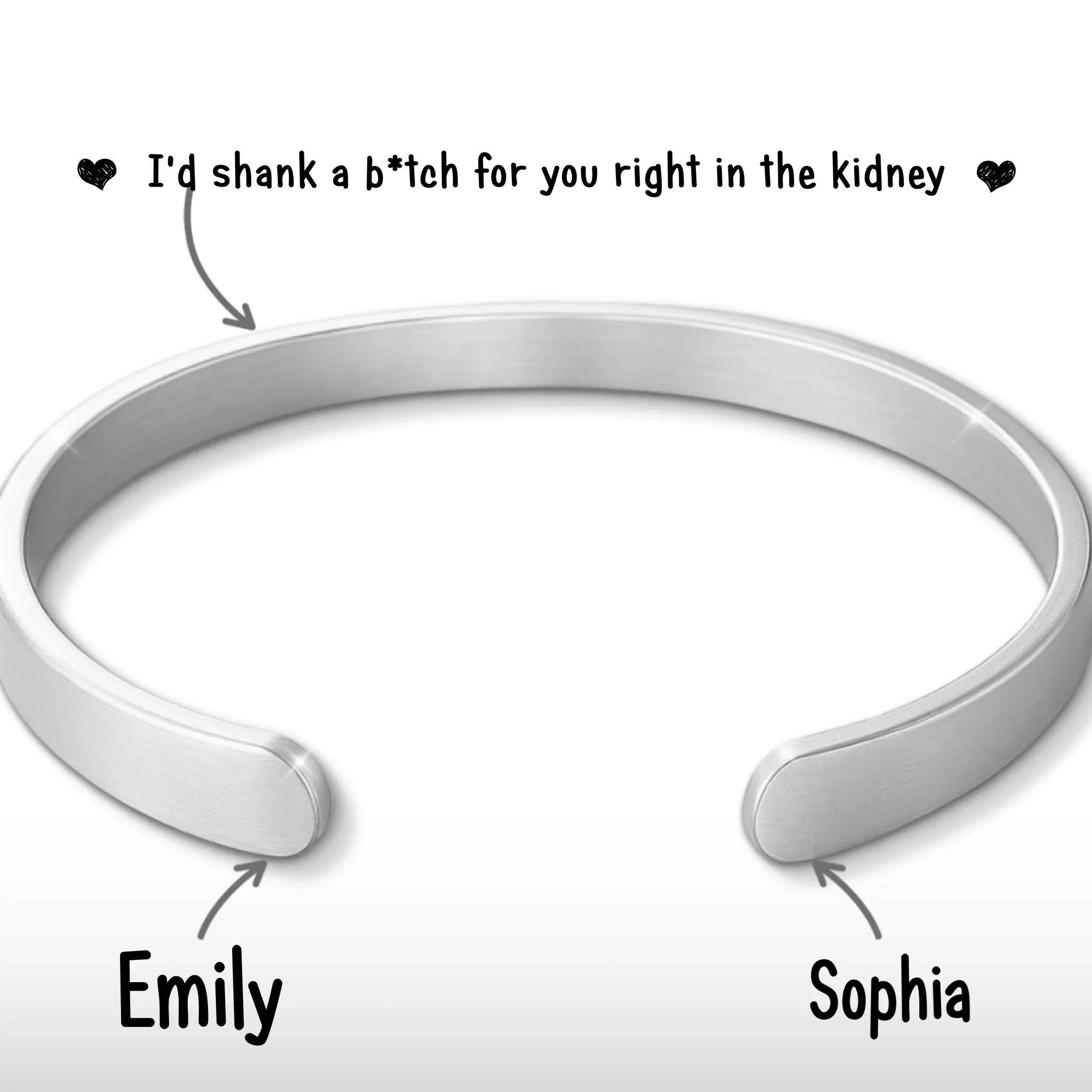 Custom Engraved Stainless Steel Cuff Bracelet - Personalized Best Friend Birthday Gifts For Women, Besties, Sisters, BFF - Partners In Crime Forever - Robaser