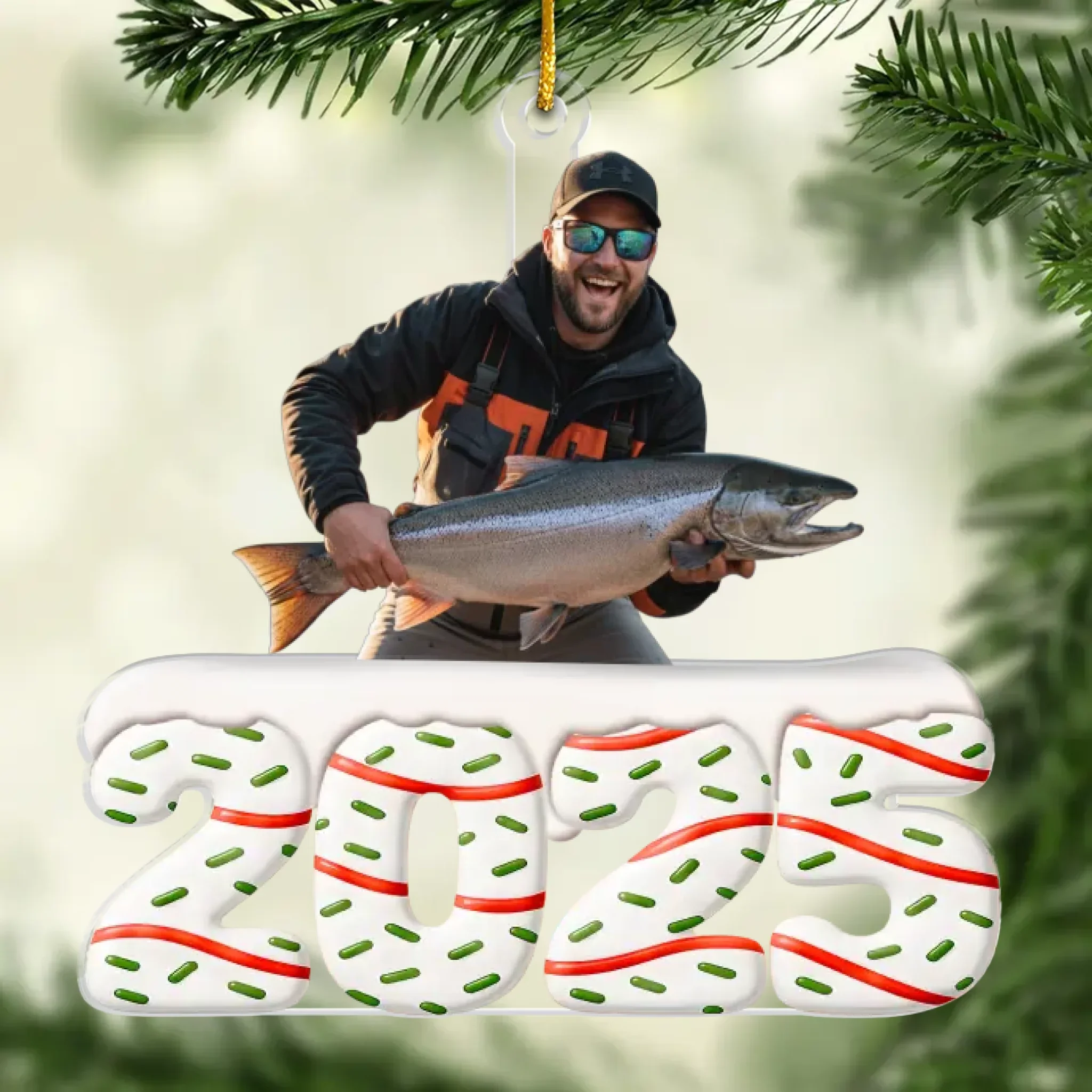 Custom Photo Acrylic Ornament - Personalized Christmas Birthday Fishing Gifts For Fisherman - The Big Catch Of Christmas - Robaser
