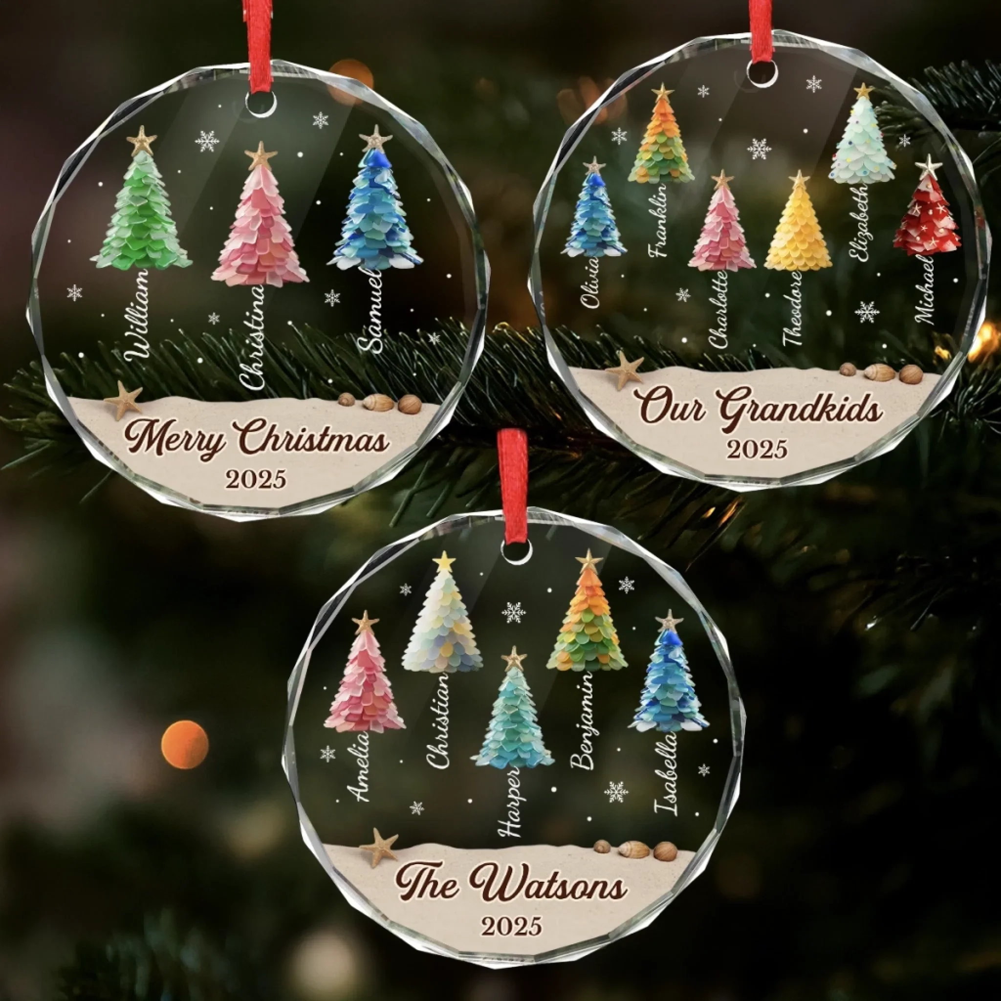 Custom Circle Glass Ornament - Personalized Christmas Birthday Gifts For Mom, Dad, Brother, Sister, Kids - Where Joy Finds Home - Robaser