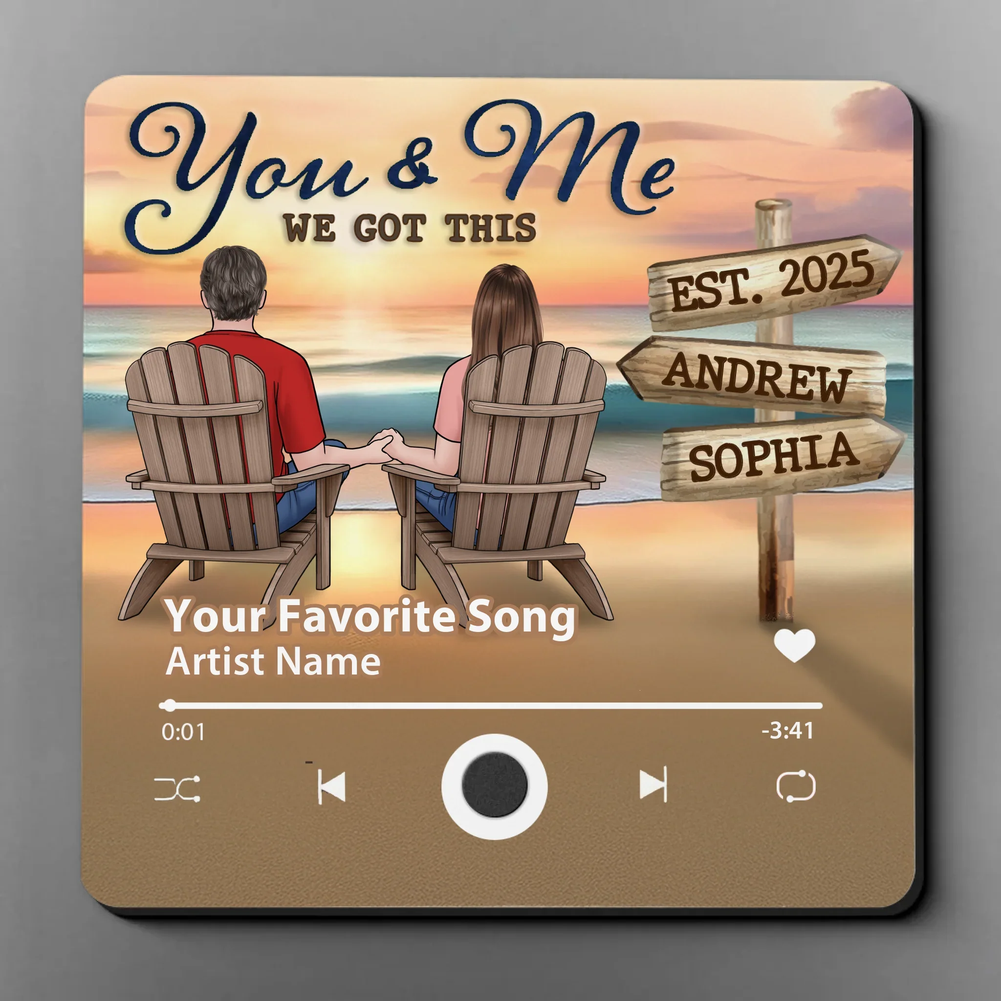 Custom Music Fridge Magnet That Can Play Songs - Personalized Anniversary Wedding Gifts For Husband And Wife, Him And Her - Our Story, Our Shore - Robaser