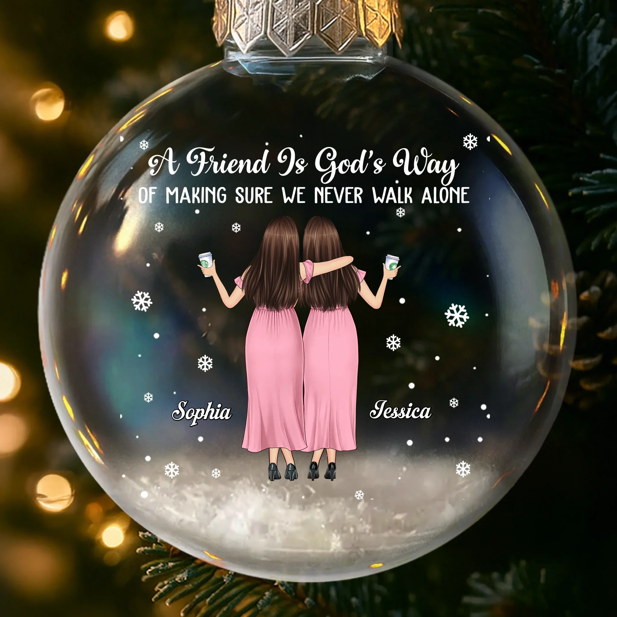 Custom Snow-Filled Ball Ornament - Personalized Christmas Best Friend Birthday Gifts For Women, Besties, Sisters, BFF - Friends Grow Wild And Free - Robaser