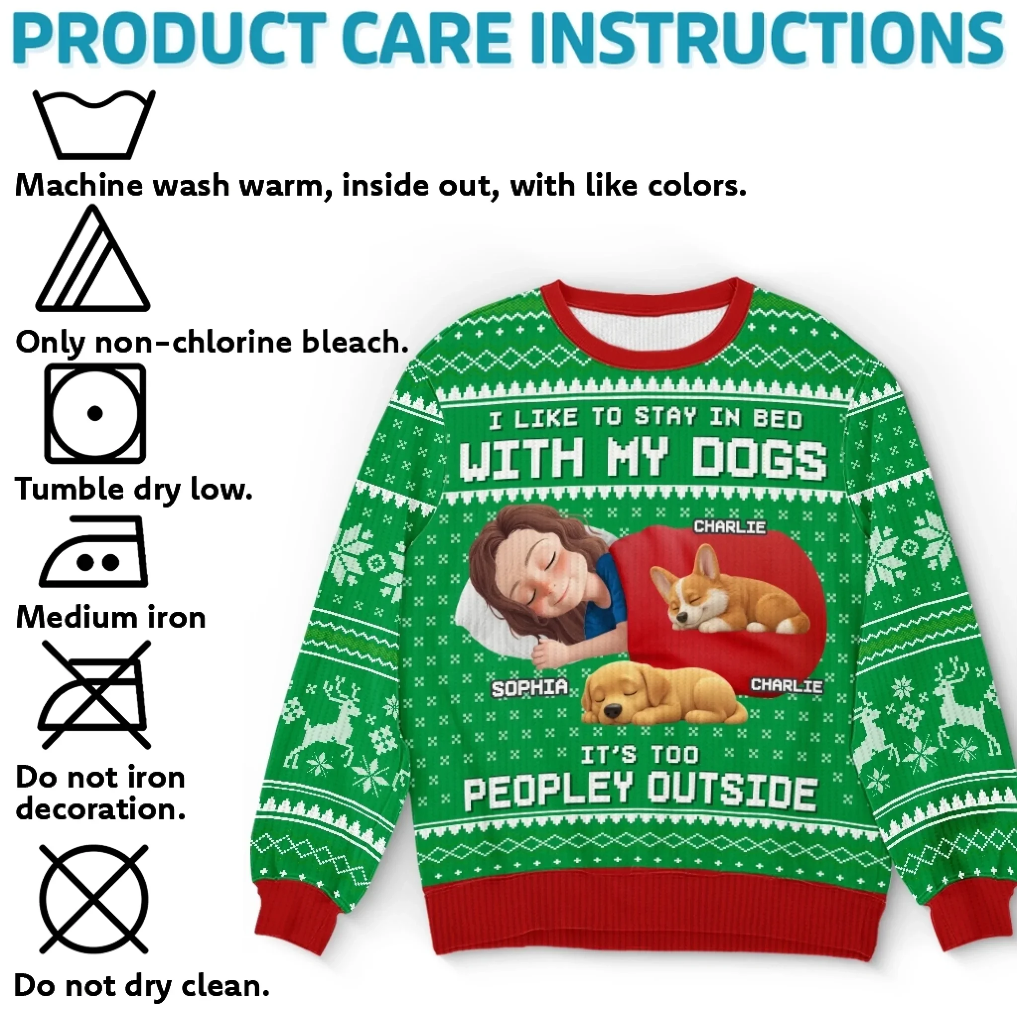 Custom Unisex Ugly Sweatshirt - Personalized  Christmas Birthday Gifts For Dog Lovers, Dog Dad And Mom - Santa, Bring Snacks To Bed - Robaser