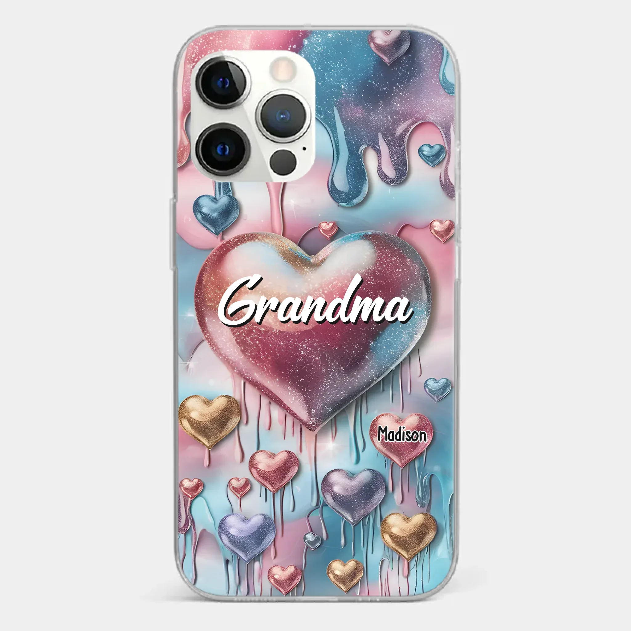 Forever In Grandmother's Heart - Family Personalized Custom 3D Inflated Effect Printed Clear Phone Case - Gift For Mom, Grandma - Robaser