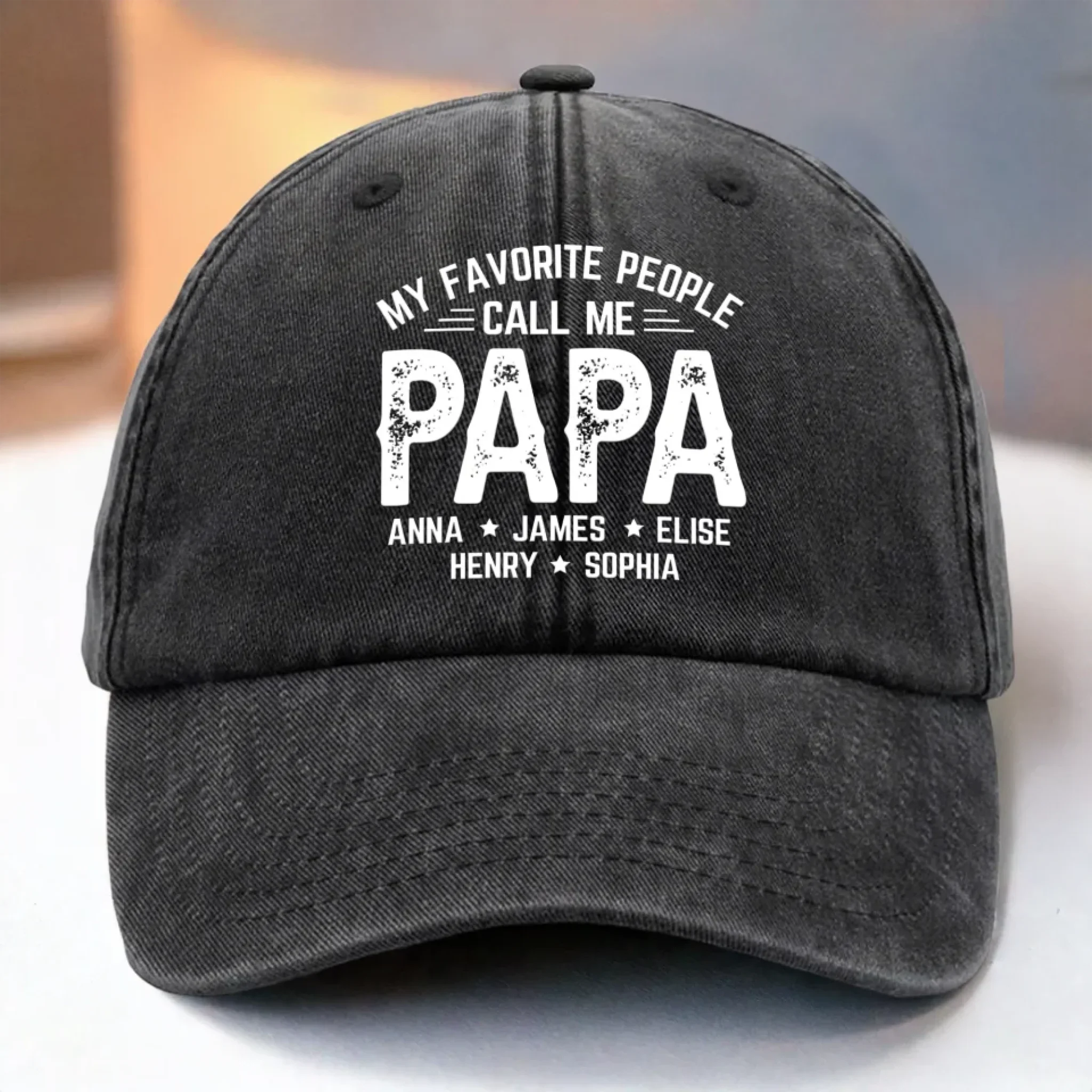 Papa Life, Best Life - Family Personalized Custom Vintage Washed Denim Baseball Cap - Father's Day, Gift For Dad, Grandpa - Robaser