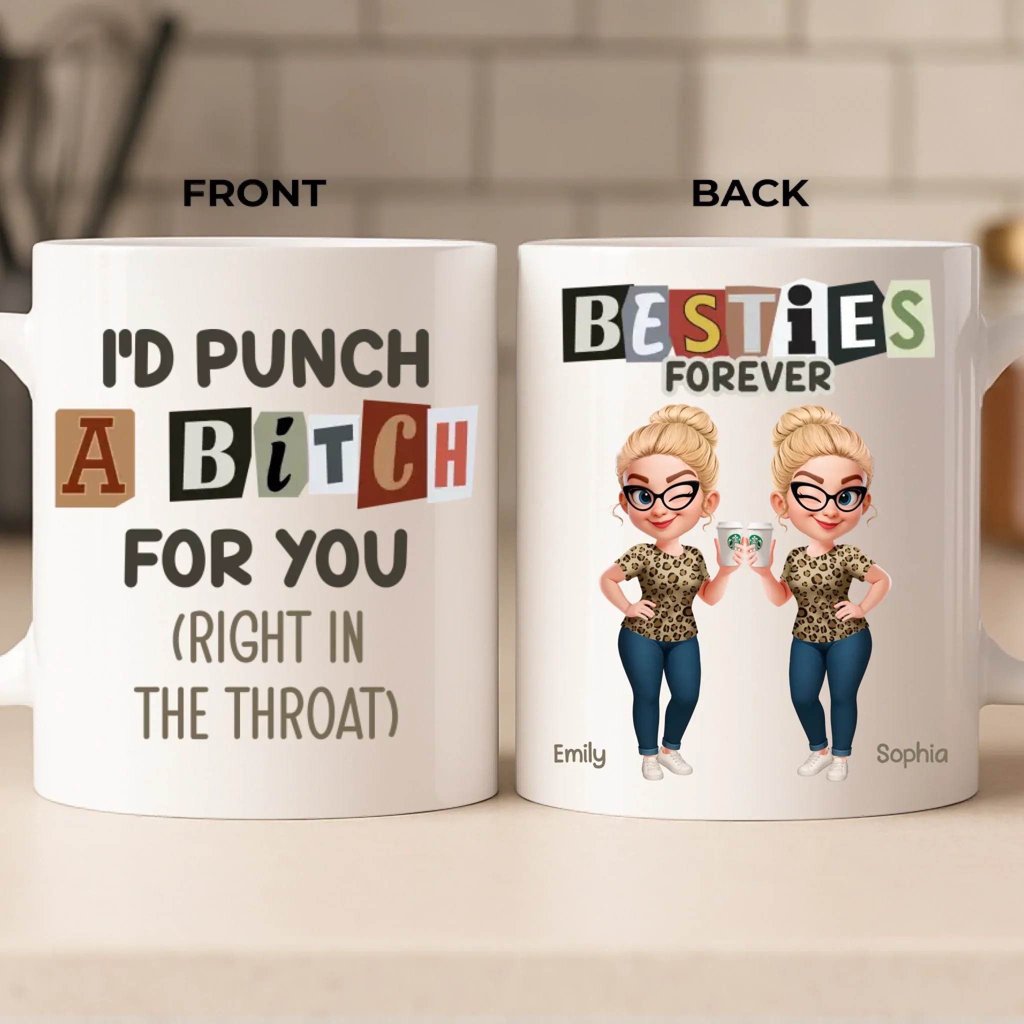 Custom Mug - Personalized Best Friend Birthday Gifts For Women, Besties, Sisters, BFF - Stay Wild Stay Close - Robaser