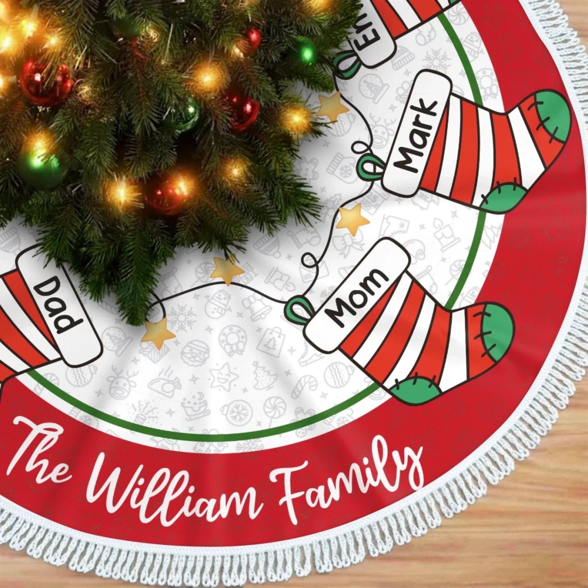Custom Tree Skirt - Personalized Christmas Birthday Gifts For Mom, Dad, Brother, Sister, Kids - Happiness Circles Our Home - Robaser