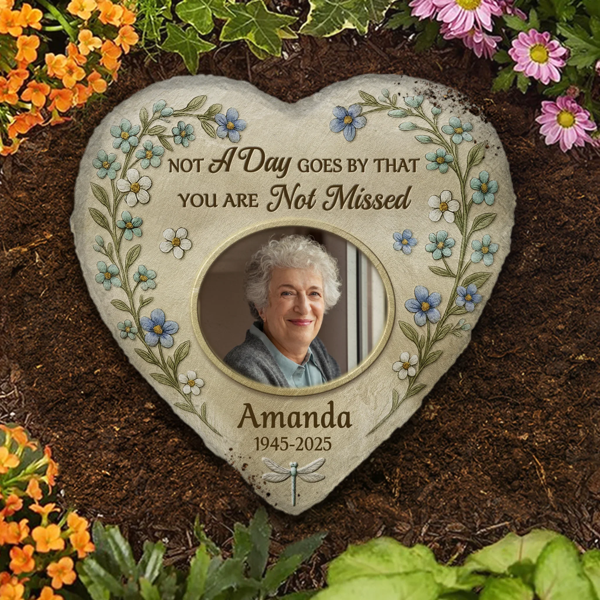 Custom Photo Heart Shaped Memorial Stone - Personalized Memorial Sympathy Gifts For Loss Of Mom, Dad - Memories Last Forever - Robaser