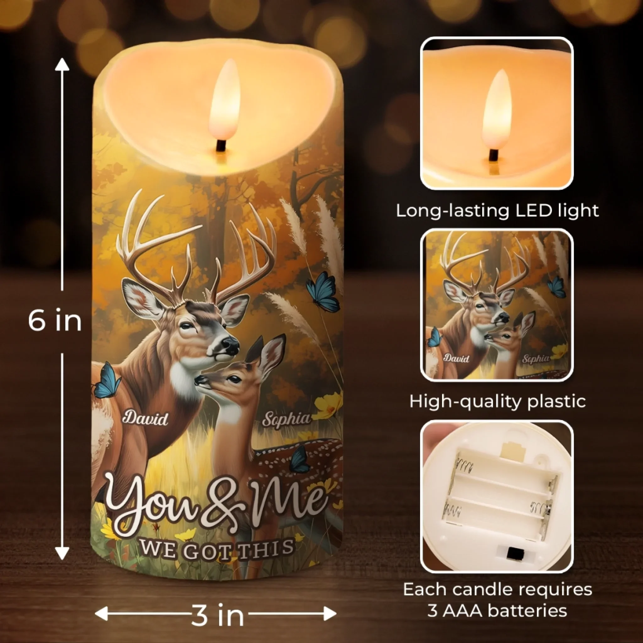Custom LED Candle - Personalized Anniversary Wedding Gifts For Husband And Wife, Him And Her - My Heart Found Its Forest - Robaser
