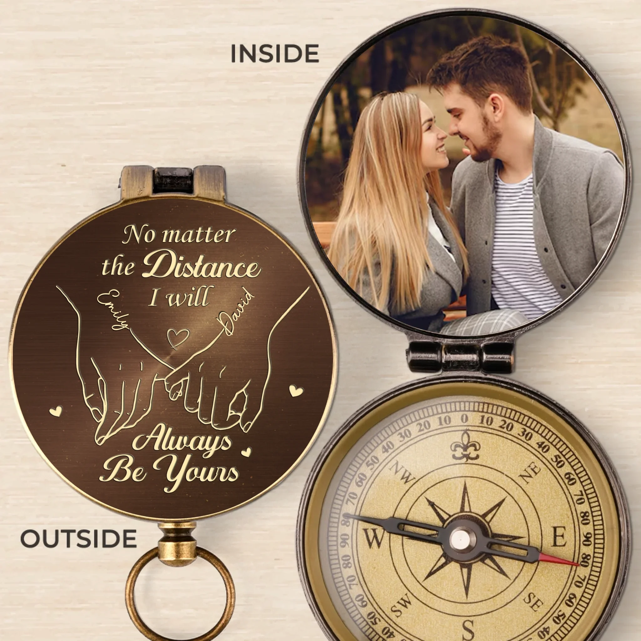 Custom Photo Your Smile Is My Favorite Destination - Couple Personalized Custom Compass - Gift For Husband Wife, Anniversary - Robaser