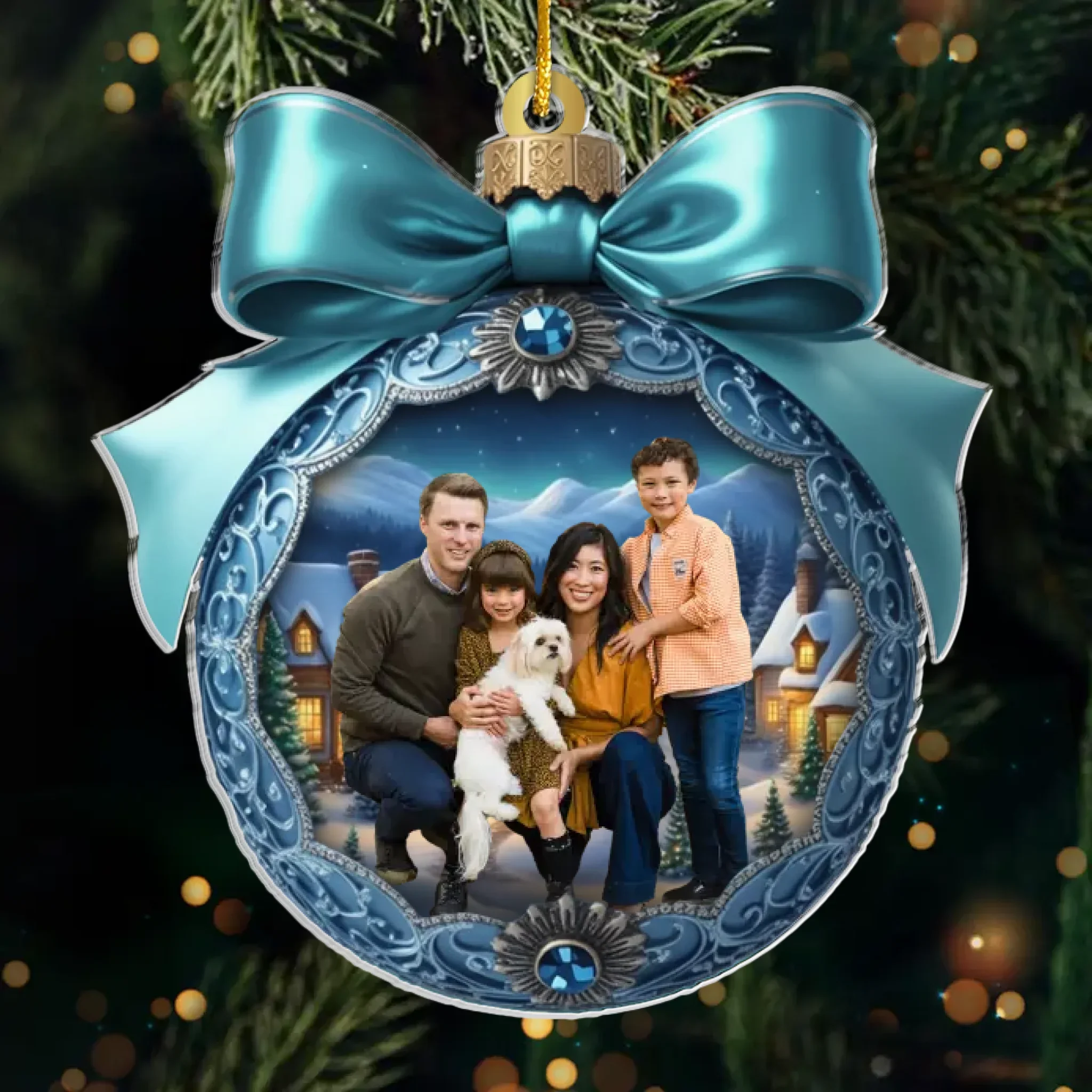 Custom Photo Acrylic Ornament - Personalized Christmas Birthday Gifts For Mom, Dad, Brother, Sister, Kids - Family Love Makes Spirits Bright - Robaser