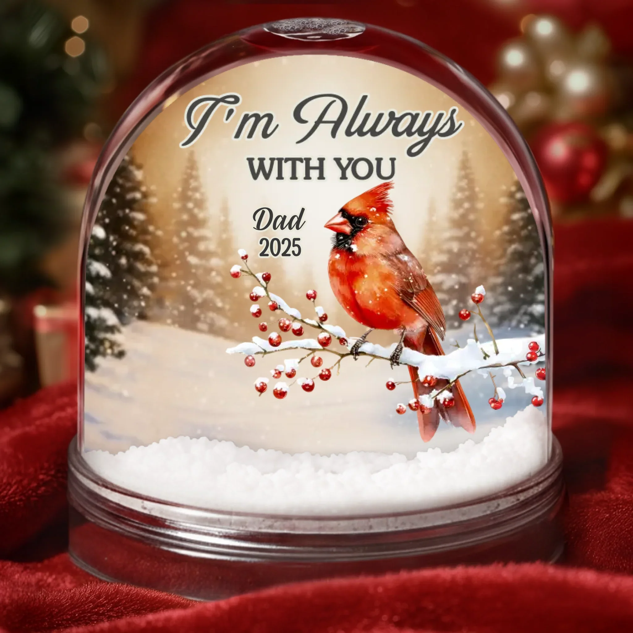 Custom Cardinal Acrylic Snow Globe - Personalized Christmas Memorial Sympathy Gifts For Loss Of Mom, Dad - Memories Whisper You Are Here - Robaser
