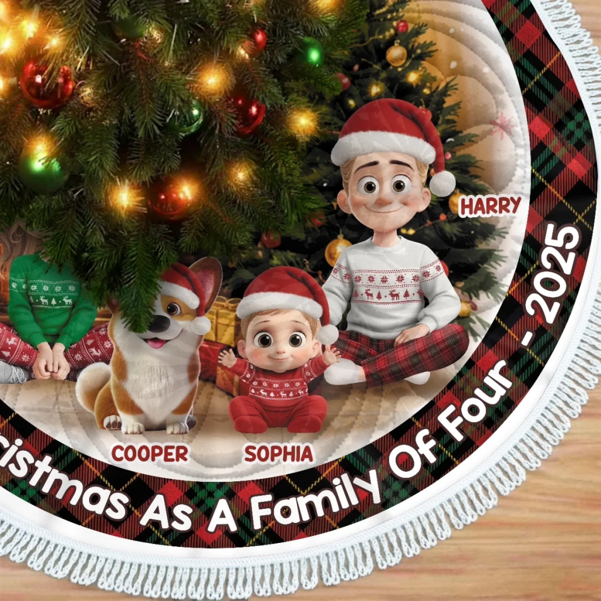 Custom Tree Skirt - Personalized Christmas Birthday Gifts For Mom, Dad, Brother, Sister, Kids - Together Our Hearts Shine Bright - Robaser