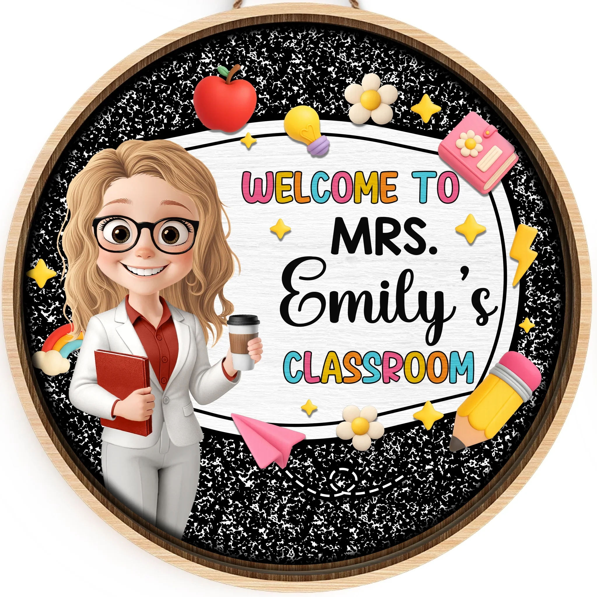 Custom Wood Sign - Personalized Back To School Gifts For Teachers - Step Inside For Classroom Adventures - Robaser