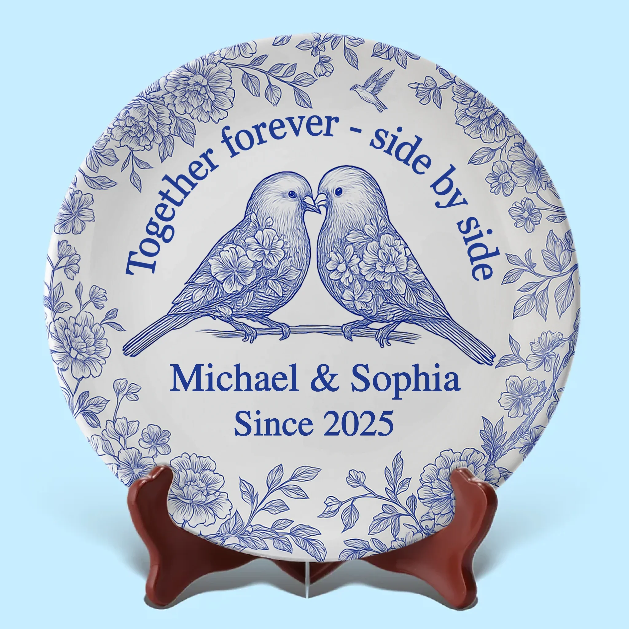Forever Starts Here - Couple Personalized Custom Ceramic Plate - Gift For Husband Wife, Anniversary - Robaser