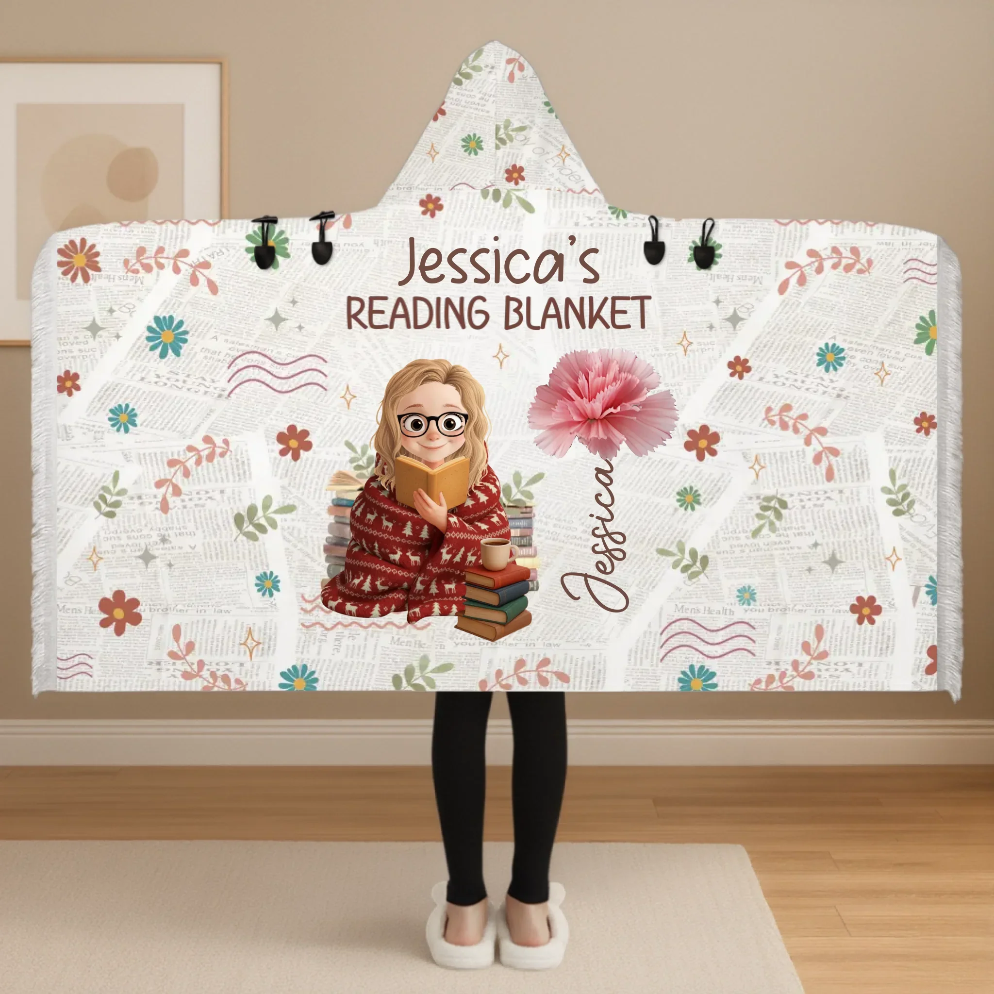 Custom Poncho Wearable Blanket - Personalized Christmas Bookish Gifts For Book Lovers, Bookworms, Readers - Book Hangover In Progress - Robaser