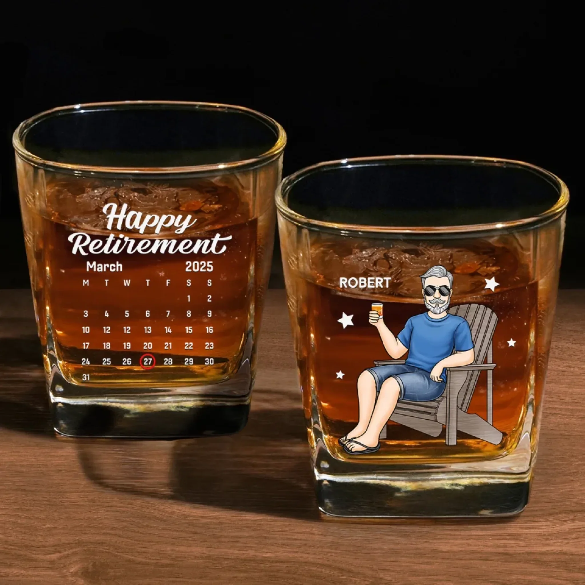 Retired And Loving It - Coworker Personalized Custom Square Whiskey Glass - Appreciation, Retirement Gift For Coworkers, Work Friends, Colleagues - Robaser