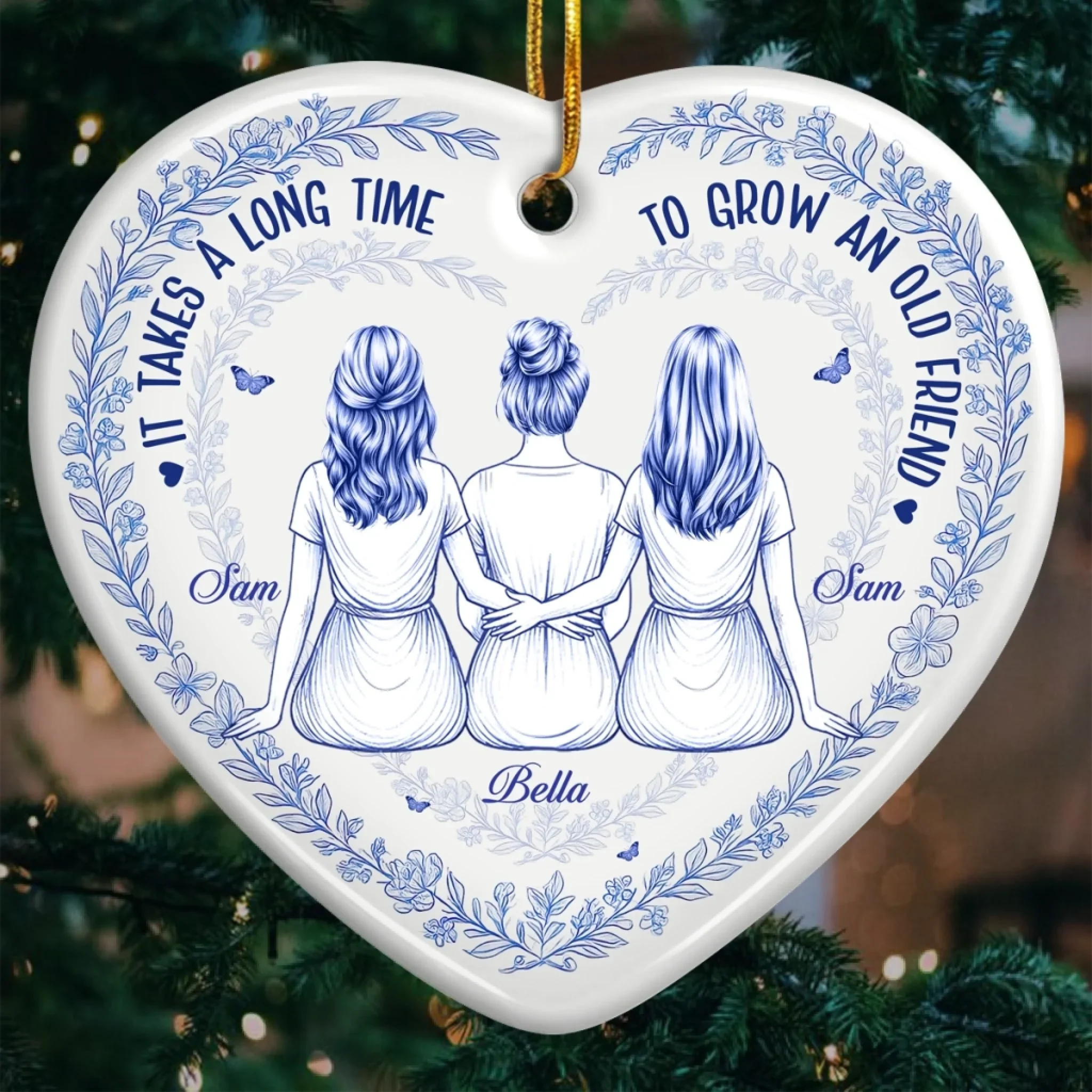 Custom Ceramic Ornament - Personalized Best Friend Christmas Birthday Gifts For Women, Besties, Sisters, BFF - Very Very Old Friends - Robaser