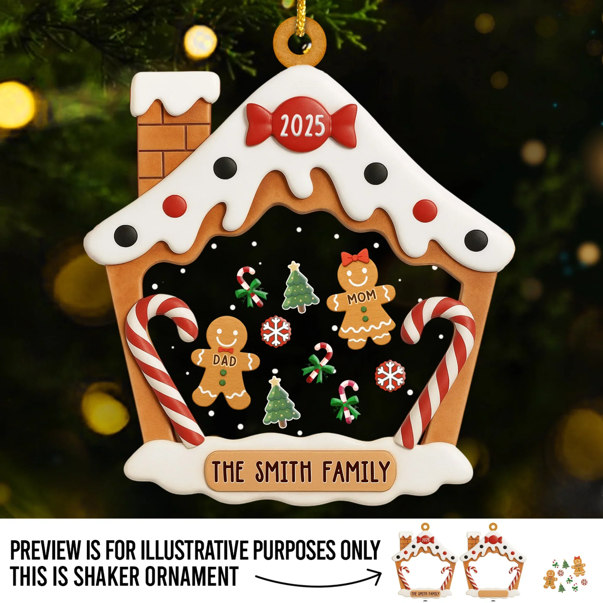 Custom 3 Layers Shaker Ornament - Personalized Christmas Birthday Gifts For Mom, Dad, Kids - Our Cozy Little Christmas Cottage - Robaser