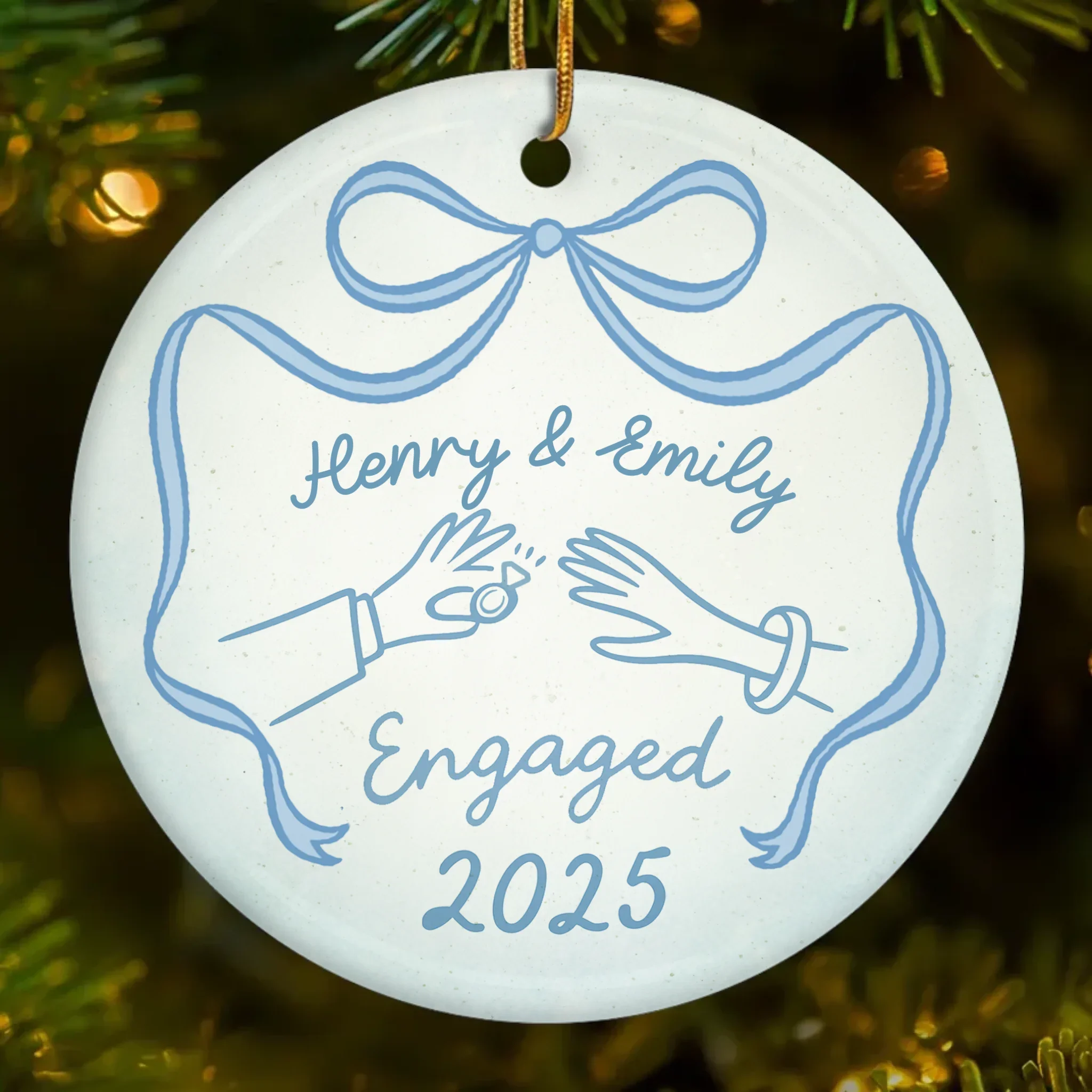 Custom Ceramic Ornament - Personalized Anniversary Christmas Wedding Gifts For Husband And Wife, Him And Her -  We Said Yes To Forever - Robaser