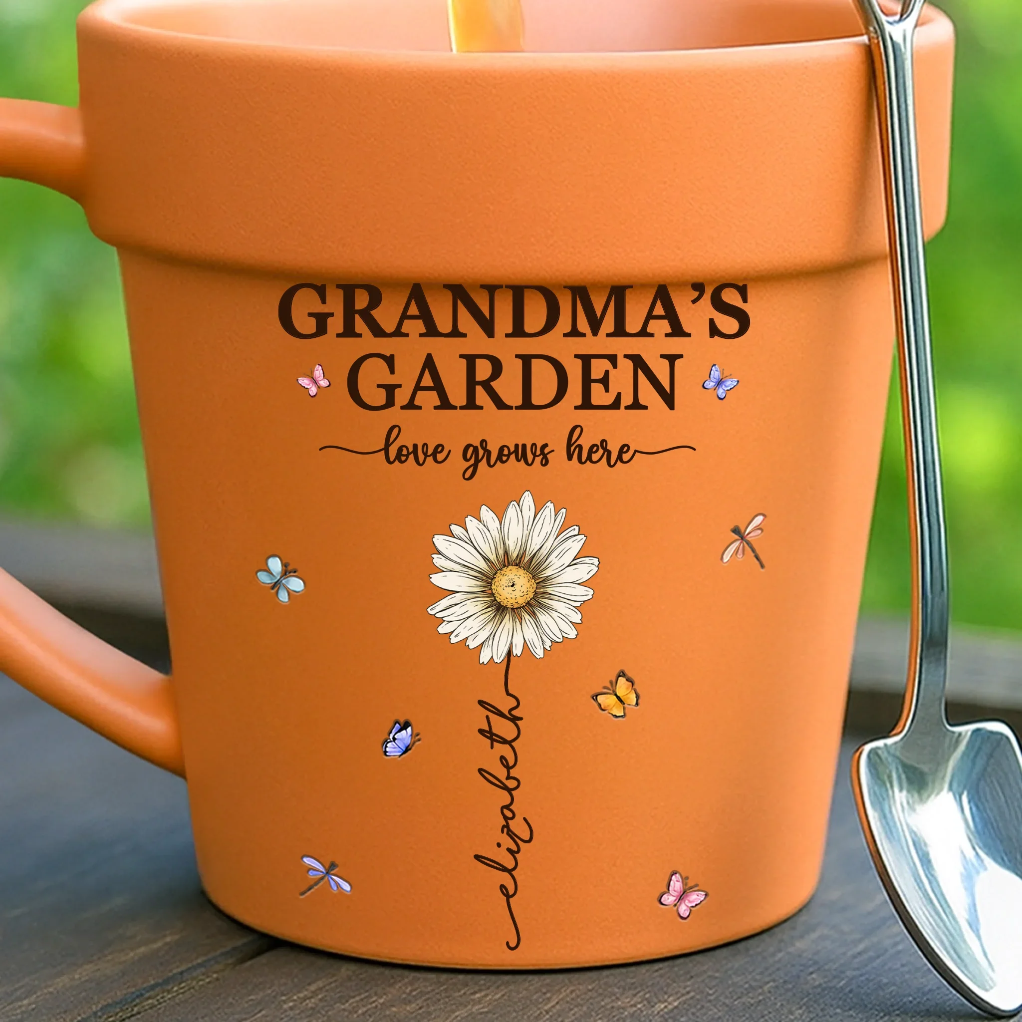 Custom Plant Pot Ceramic Mug - Personalized Birthday Gifts For Mom, Grandma - Grandma's Garden Love Grows Here -  Flower Pot Mug - Robaser