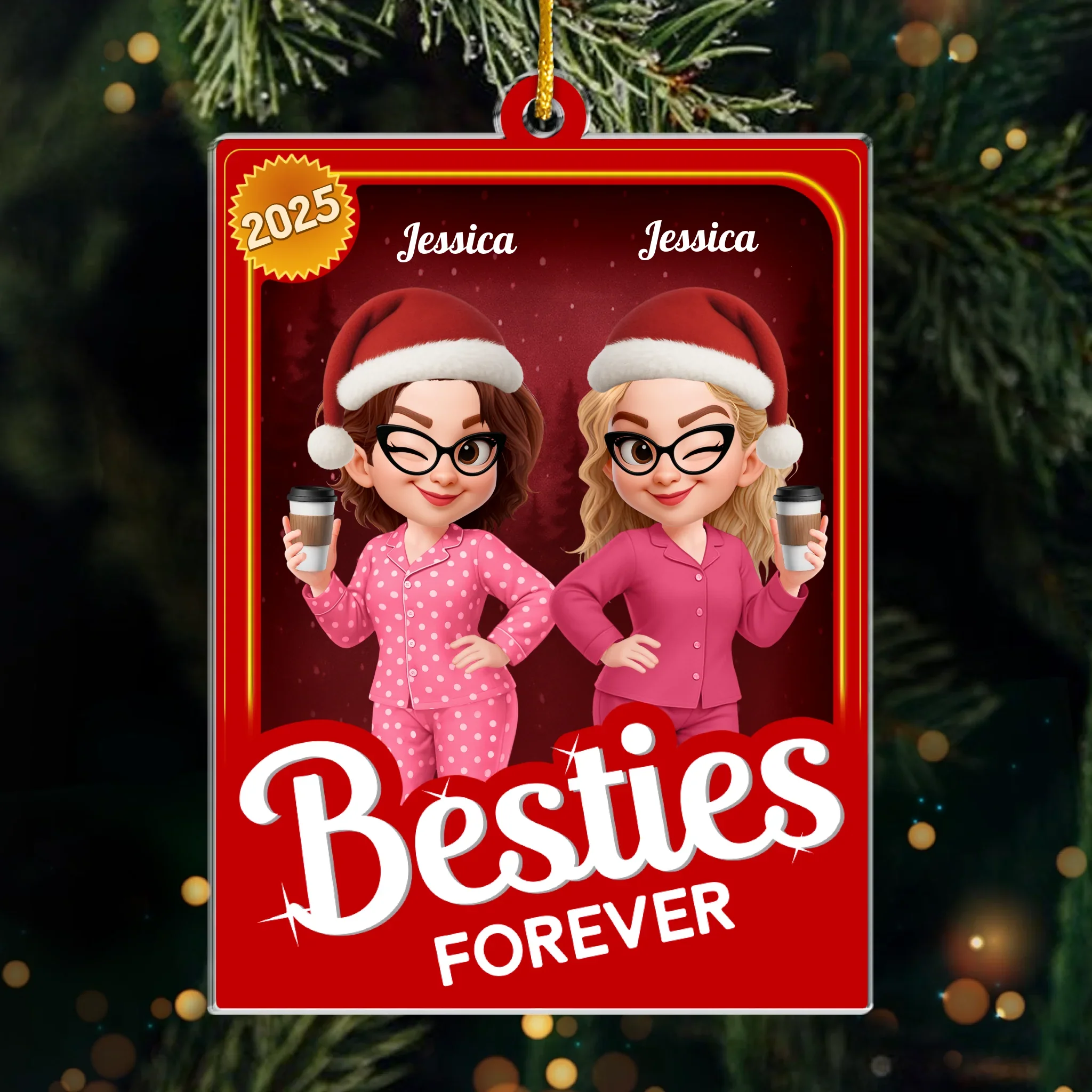Custom Acrylic Ornament - Personalized Christmas Best Friend Birthday Gifts For Women, Besties, Sisters, BFF - Always Together, No Matter What - Robaser