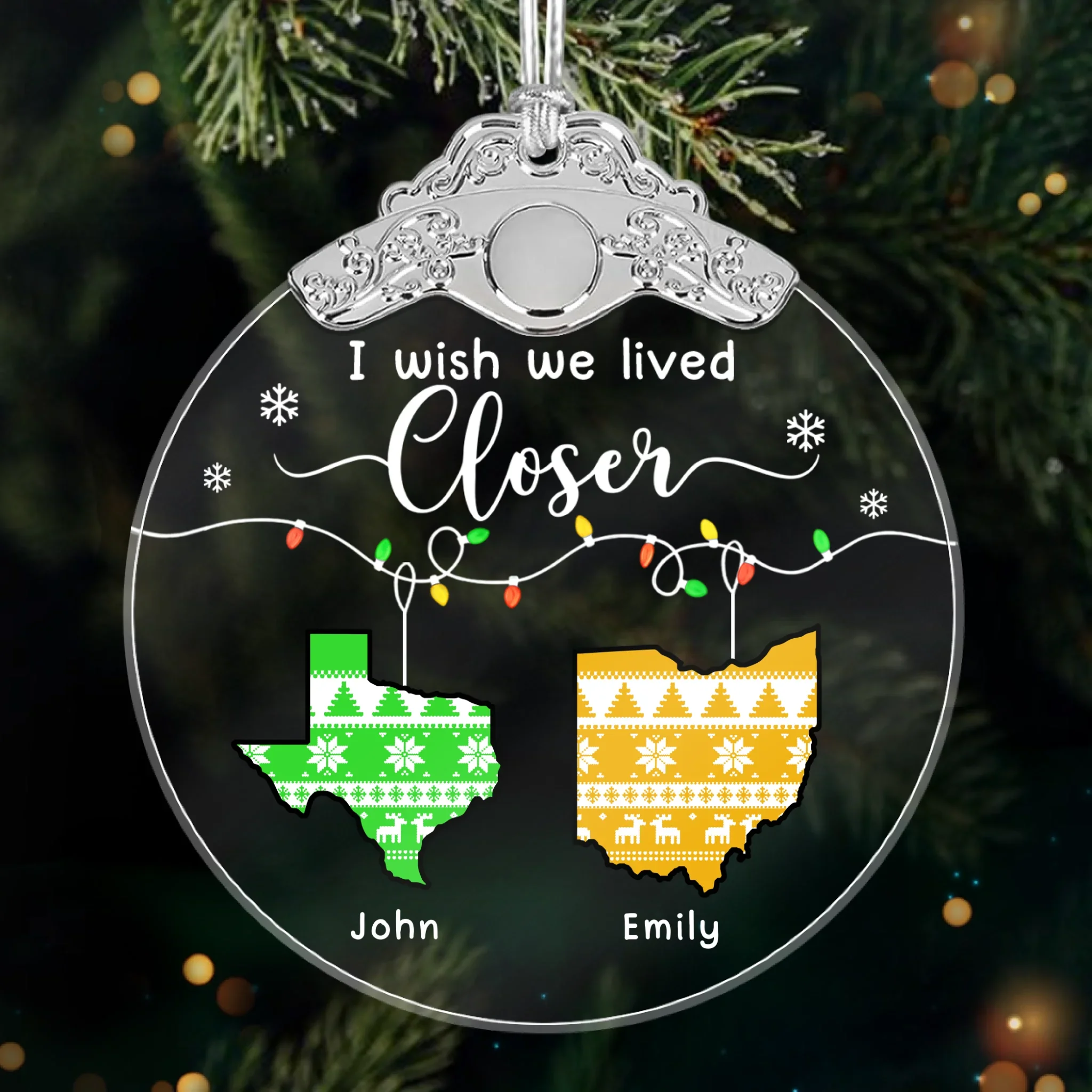 Custom Glass Ornament - Personalized Christmas Birthday Gifts For Mom, Dad, Kids - Distance Means Nothing Between Us - Robaser