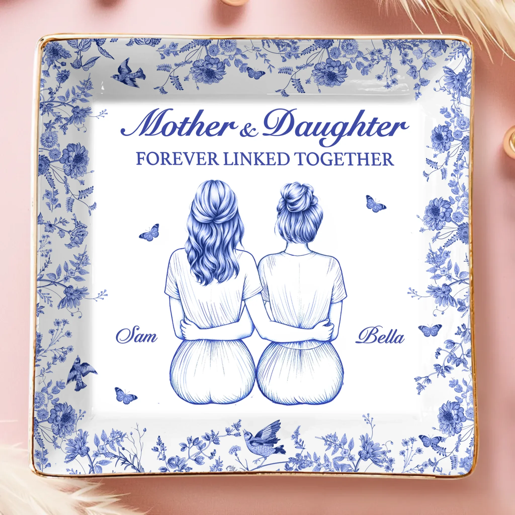 Custom Full-Print Jewelry Dish - Personalized Birthday Gifts For Mom, Grandma - Forever Linked Together - Robaser
