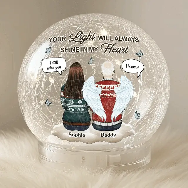 Custom Crackle Glass LED Ball - Personalized Christmas Memorial Sympathy Gifts For Loss Of Mom, Dad - Your Love Still Lights My Way - Robaser