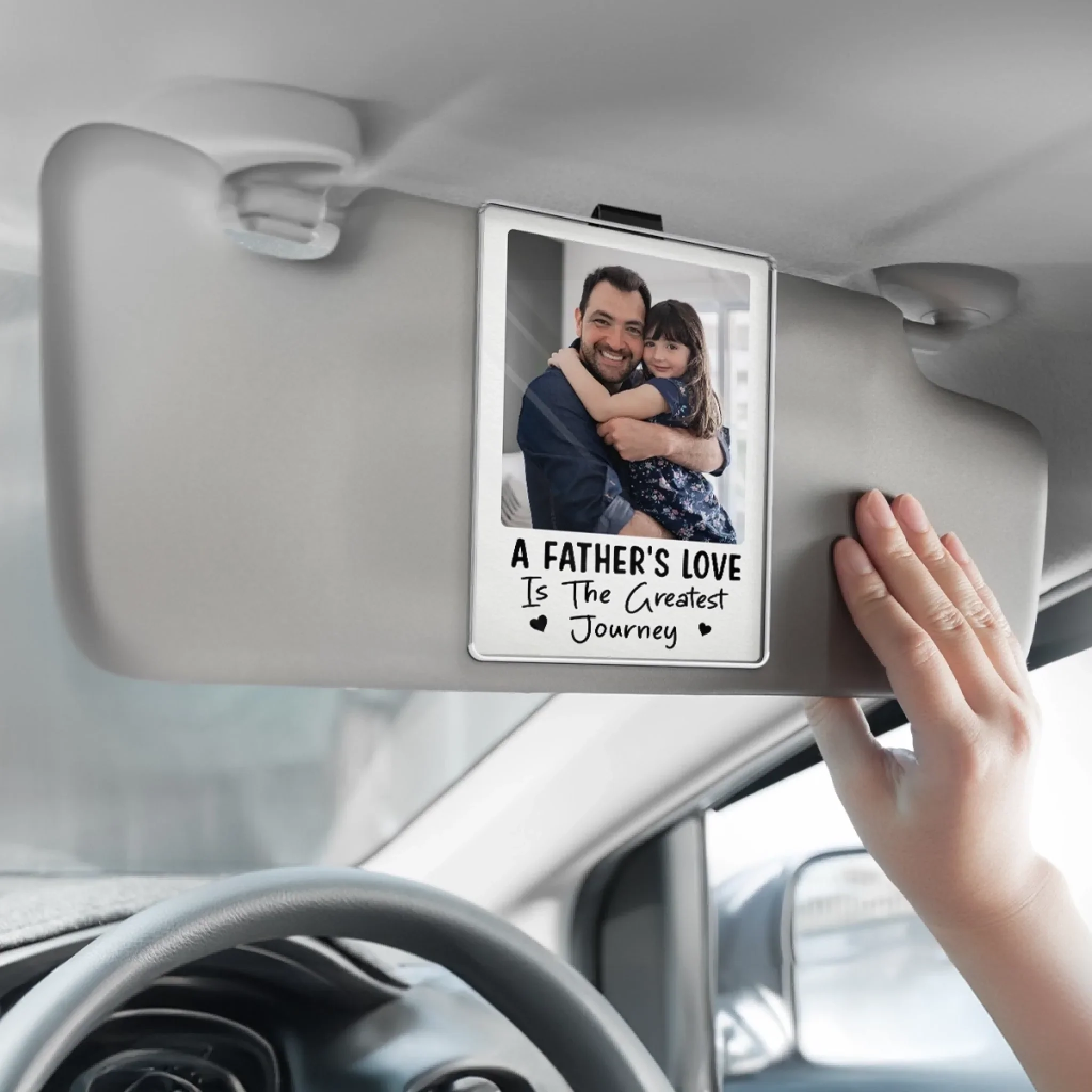 Custom Photo My Hero Drives This Car - Family Personalized Custom Acrylic Car Visor Clip - Father's Day, Gift For Dad, Grandpa - Robaser