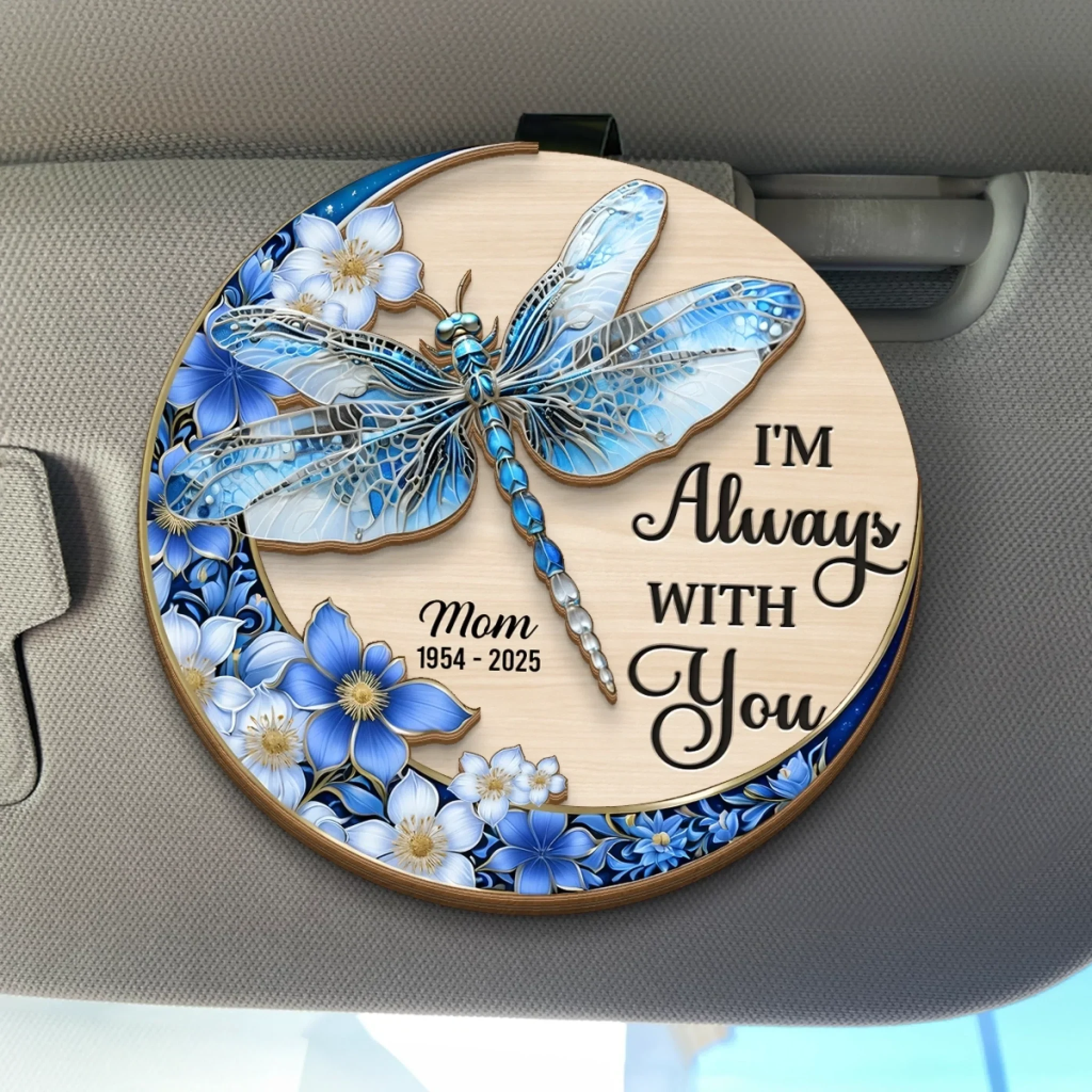 Custom Car Visor Clip - Personalized Memorial Sympathy Gifts For Loss Of Mom, Dad - I'm Always With You - Robaser