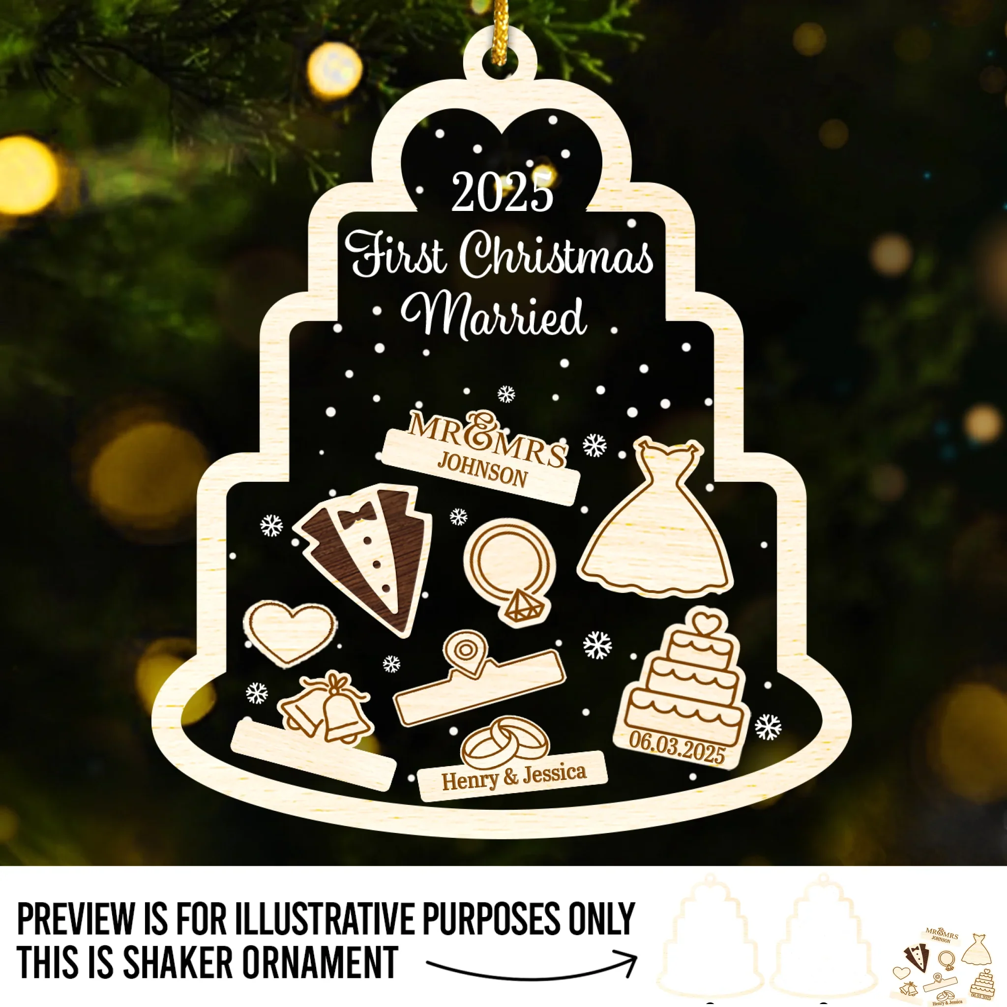 Custom 3 Layers Shaker Ornament - Personalized Anniversary Christmas Wedding Gifts For Husband And Wife, Him And Her - Where Love Begins And Never Ends - Robaser