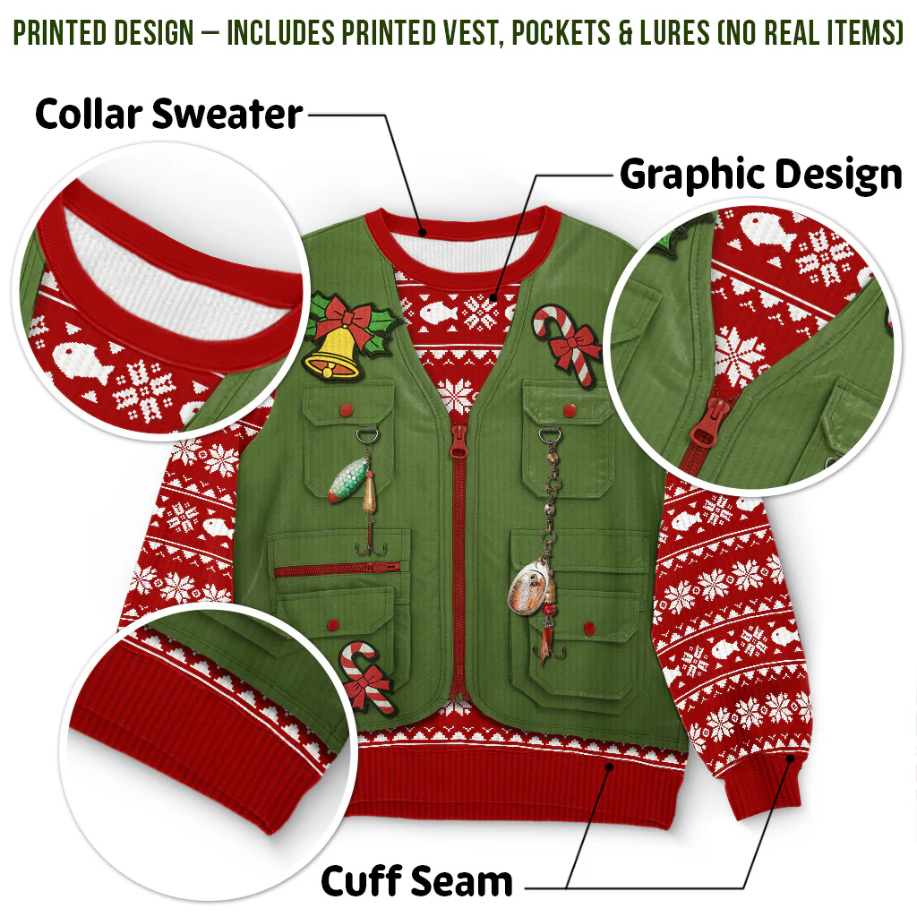 Custom Photo Unisex Ugly Sweatshirt - Personalized  Christmas Birthday Fishing Gifts For Fisherman - Santa  s Fishing Buddy Since Forever - Robaser