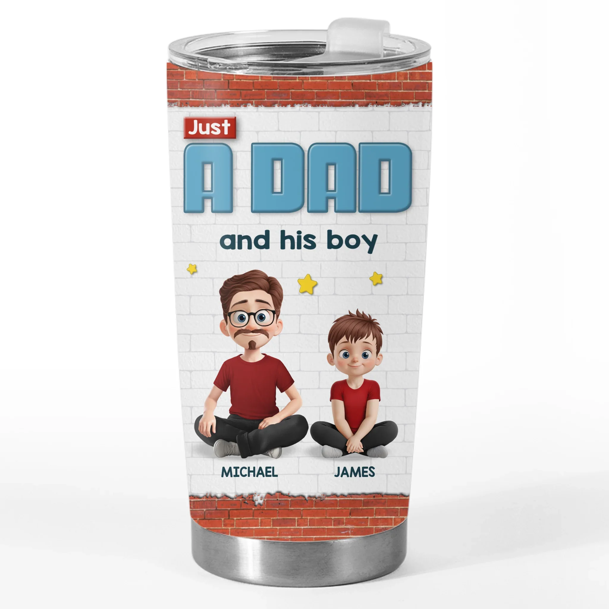 One Dad, One Kid And Infinite Chaos - Family Personalized Custom Tumbler - Father's Day, Gift For Dad - Robaser