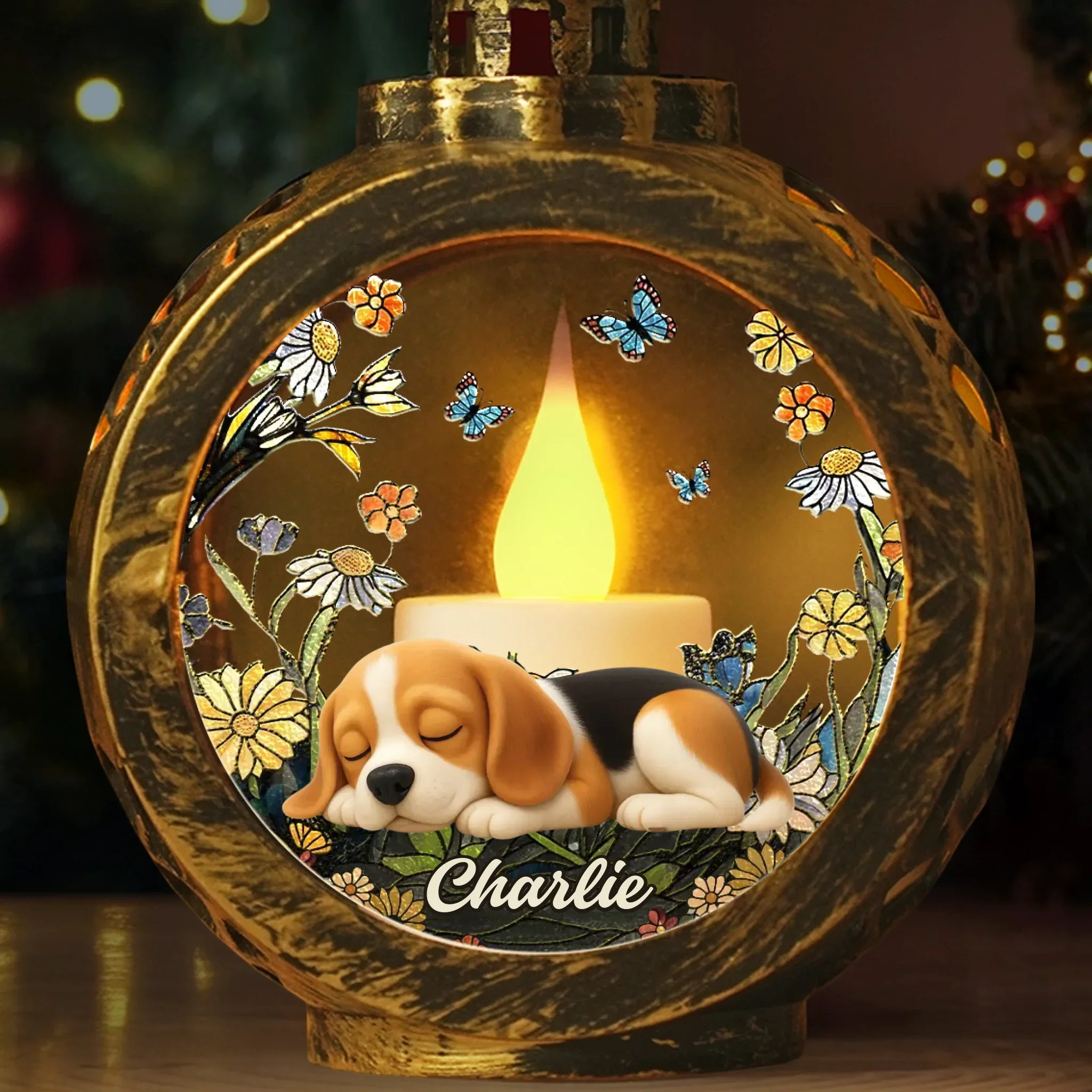 Custom Candlelight Lantern Ornament - Personalized Pet Christmas Memorial Sympathy Gifts For Dogs, Cats - Forever Missed Forever Loved - Robaser