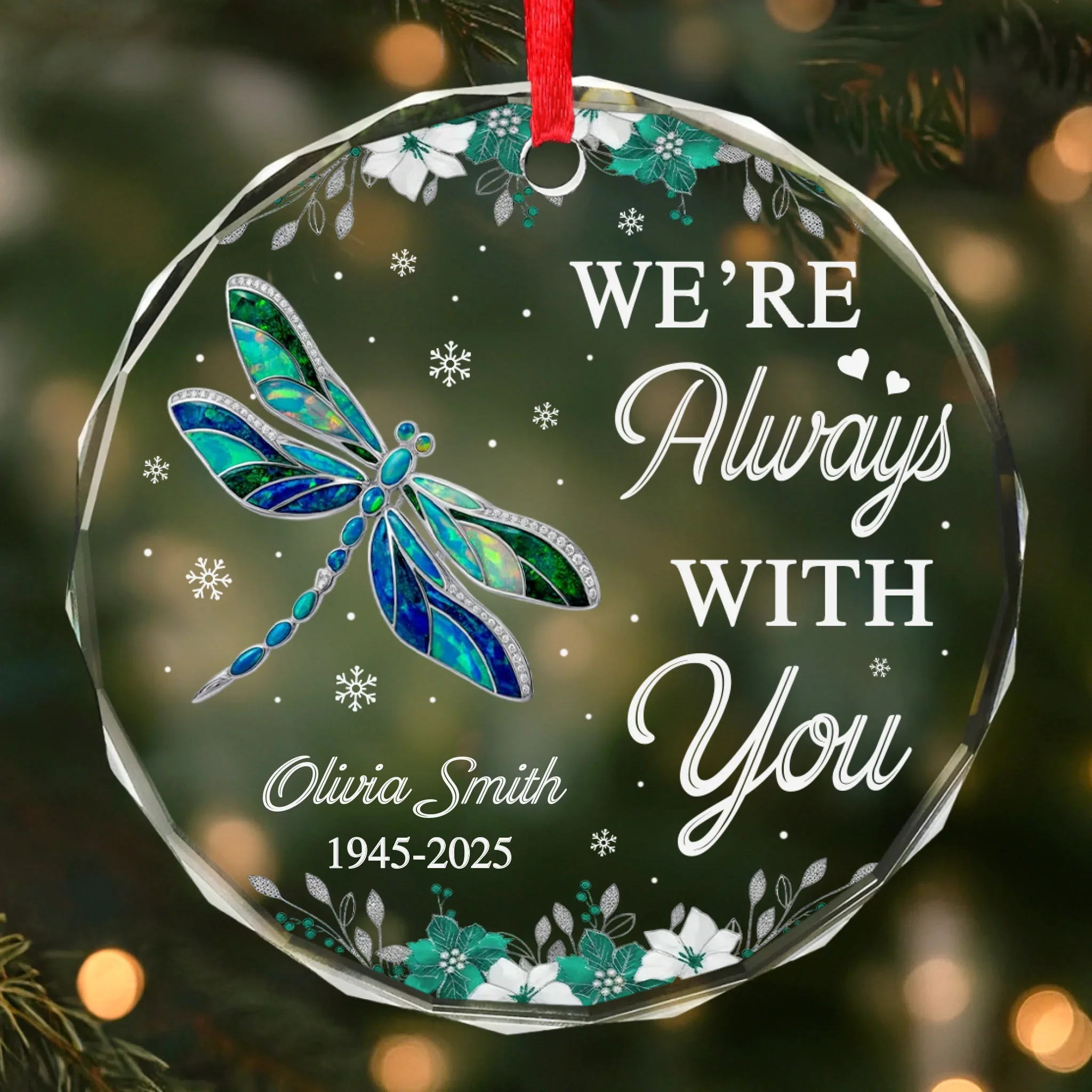 Custom Circle Glass Ornament - Personalized Christmas Memorial Sympathy Gifts For Loss Of Mom, Dad - A Visit From Heaven - Robaser