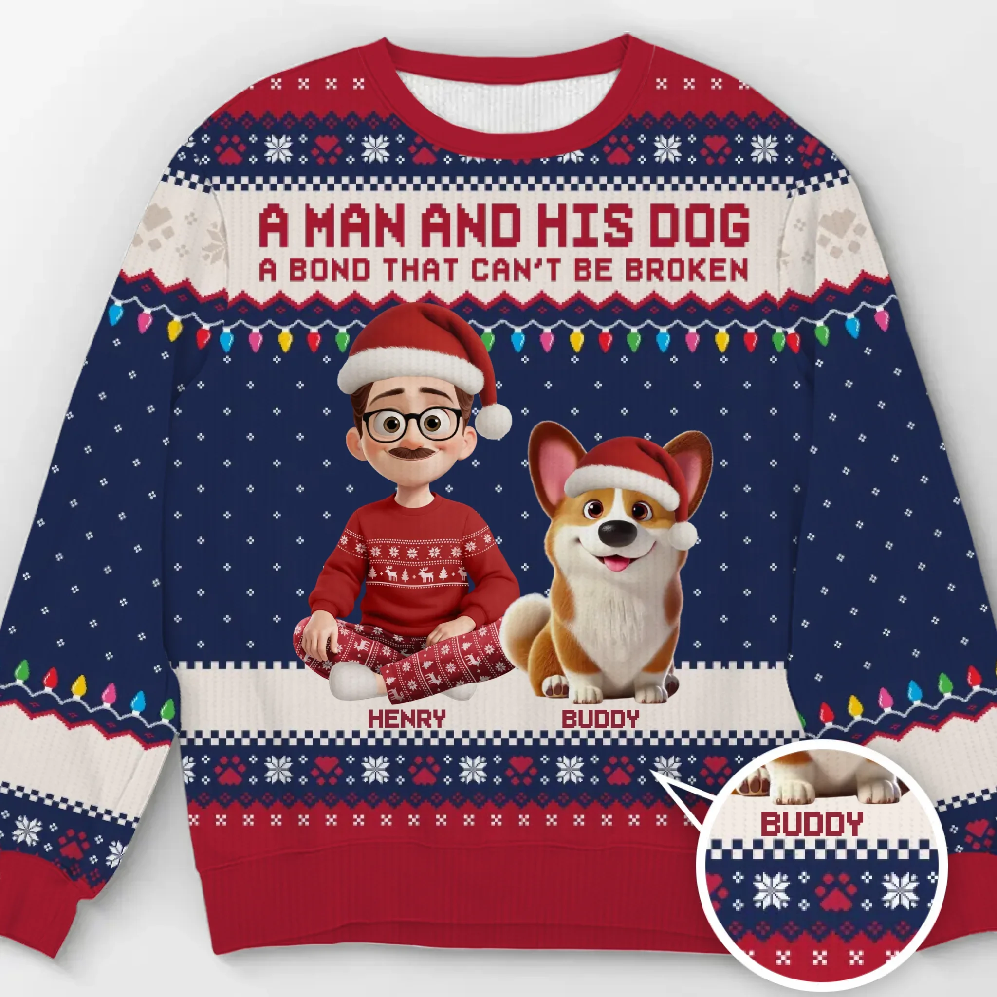 Custom Unisex Ugly Sweatshirt - Personalized  Christmas Birthday Gifts For Dog Lovers, Dog Dad And Mom - Forever My Pawtner In Crime - Robaser