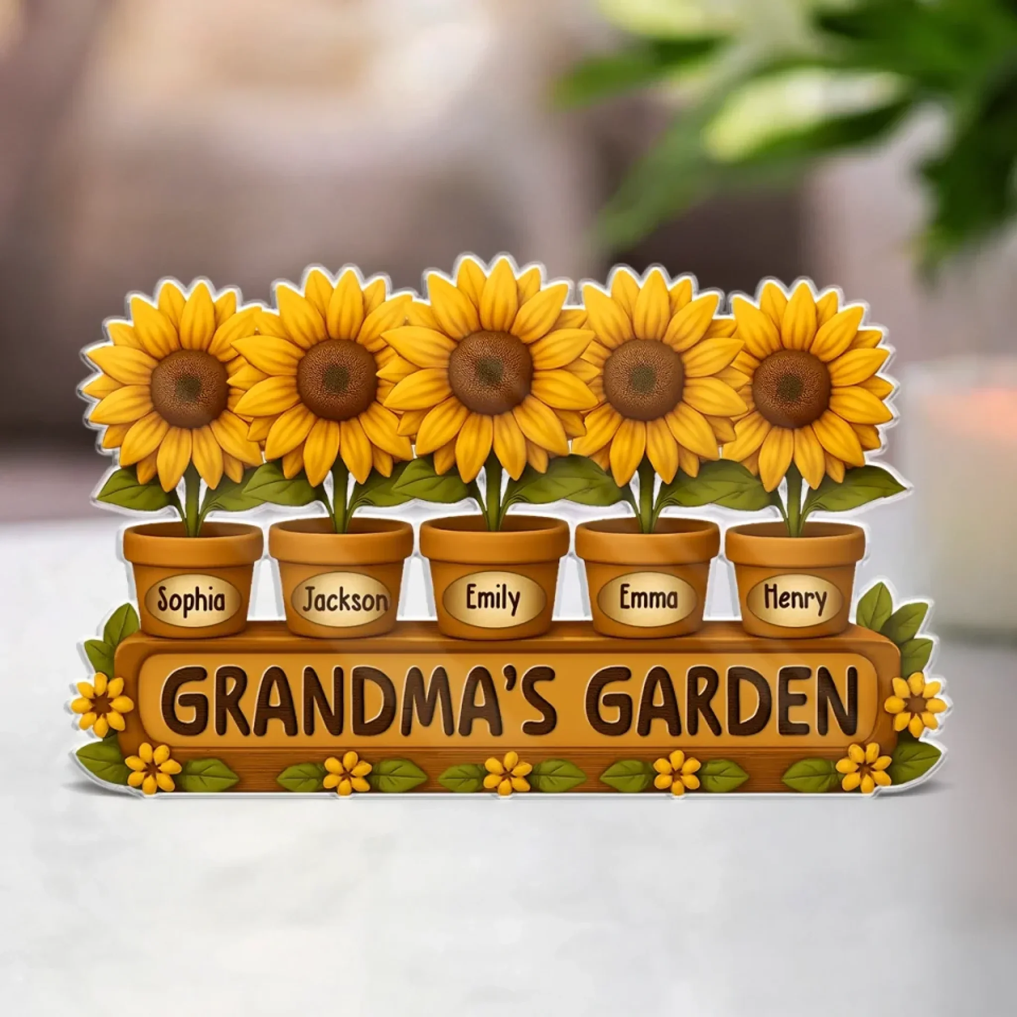 Mom, You Make Our World Bloom - Family Personalized Custom Acrylic Plaque Custom Shape - Mother's Day, Gift For Mom, Grandma - Robaser