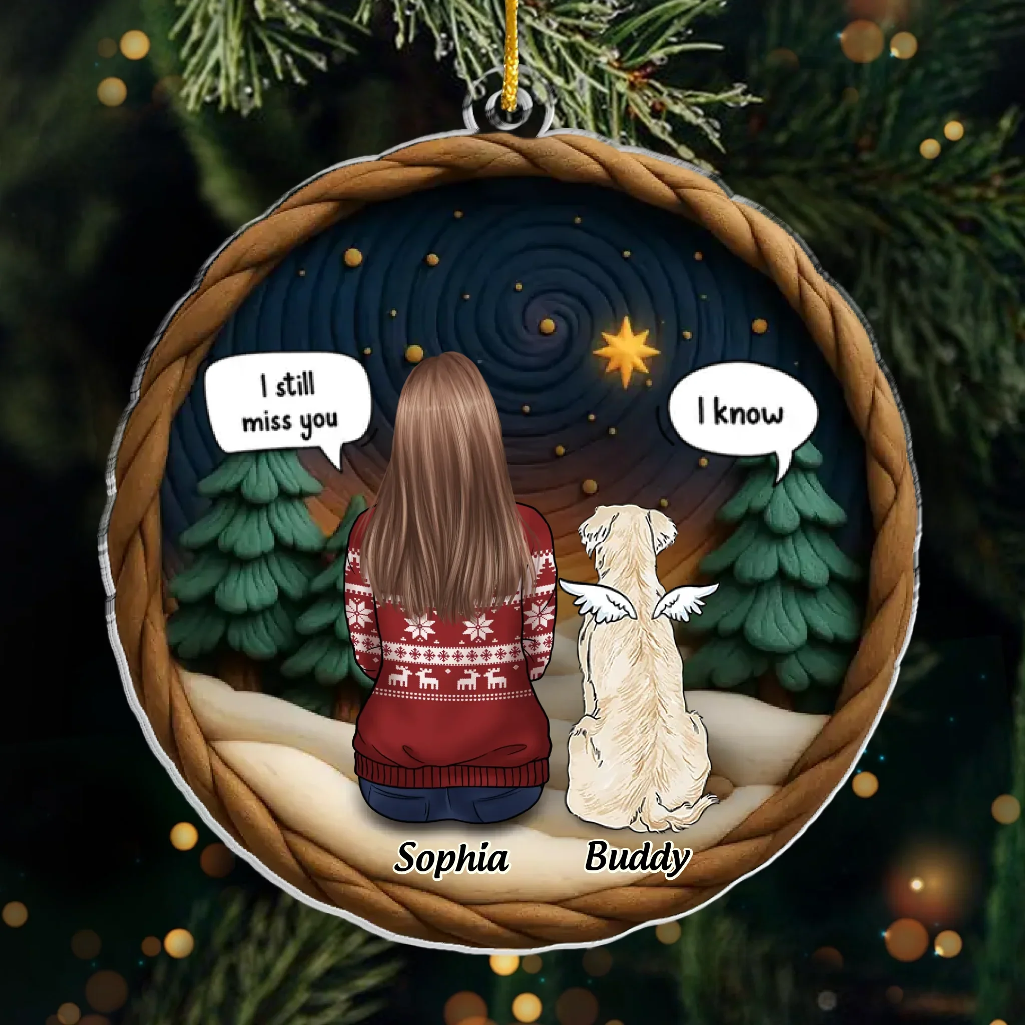 Custom Acrylic Ornament - Personalized Pet Christmas Memorial Sympathy Gifts For Dogs - Fur Ever In My Heart - Robaser