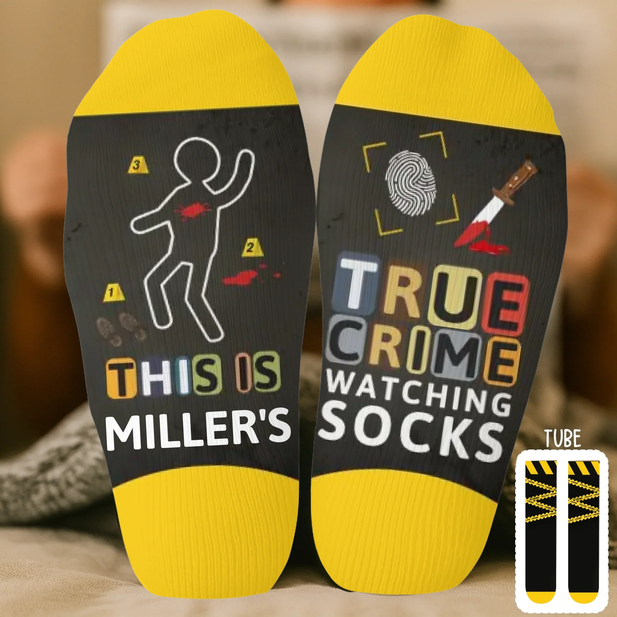 Custom True Crime Crew Socks - Personalized Birthday Gifts For Best Friends, Family, Coworker, Work Bestie - Killer Style Everyday - Robaser