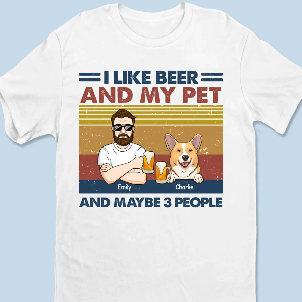 I Like Beer And My Pet - Dog & Cat Personalized Custom Unisex T-shirt, Premium T-shirt, Hoodie - Christmas Gift For Pet Owners, Pet Lovers - Robaser