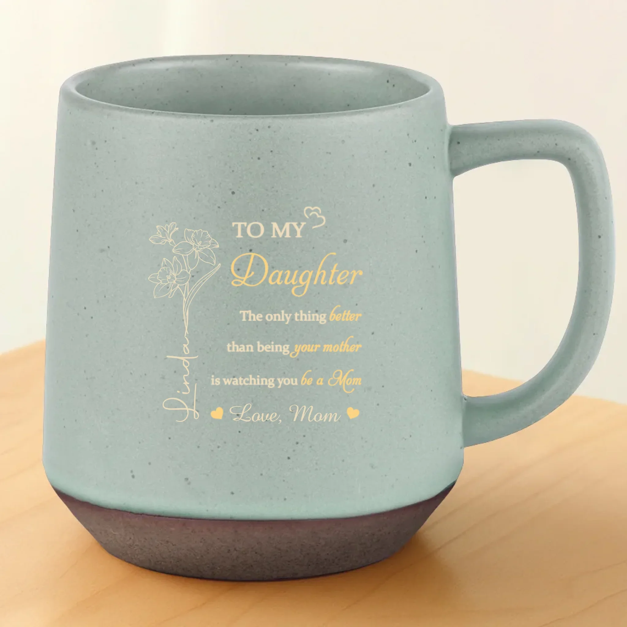 From One Mom To Another - Family Personalized Custom Printed Stoneware 12oz Mug - Mother's Day, Gift For Daughter - Robaser