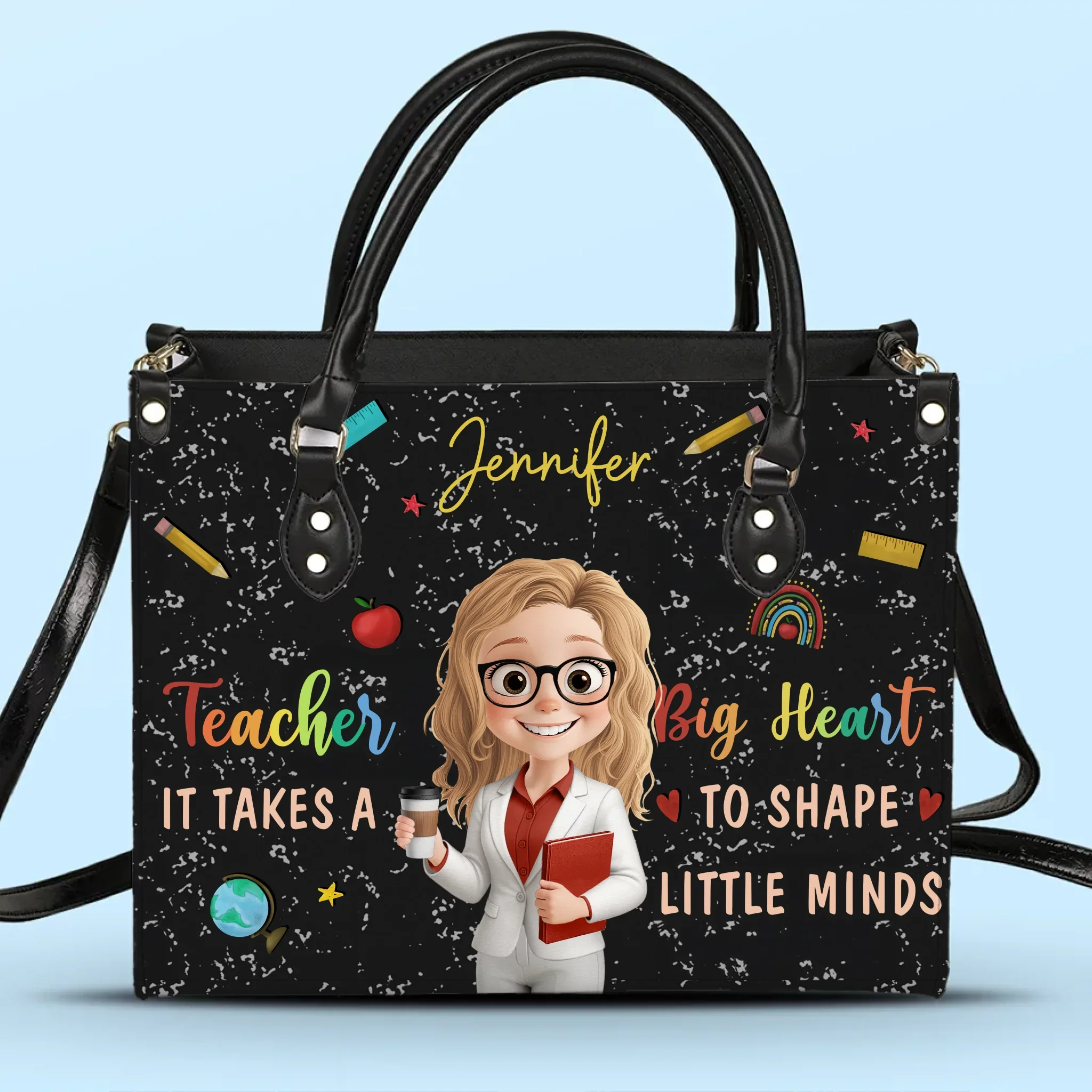 Custom Leather Handbag - Personalized Birthday Gifts For Teachers - Teaching Is A Work Of Heart - Robaser