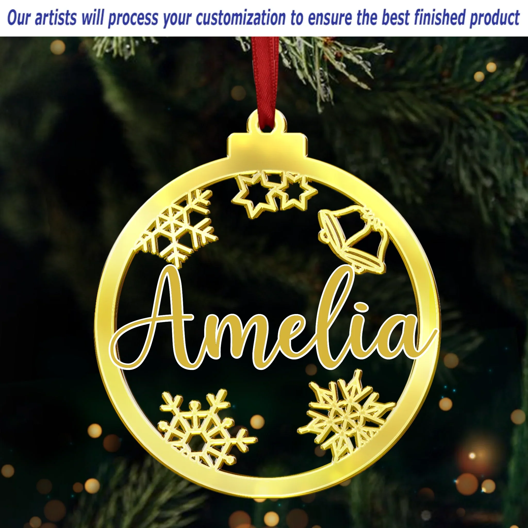 Custom Mirrored Acrylic Ornament - Personalized  Christmas Birthday Gifts For Mom, Dad, Kids - Sparkle Season - Robaser